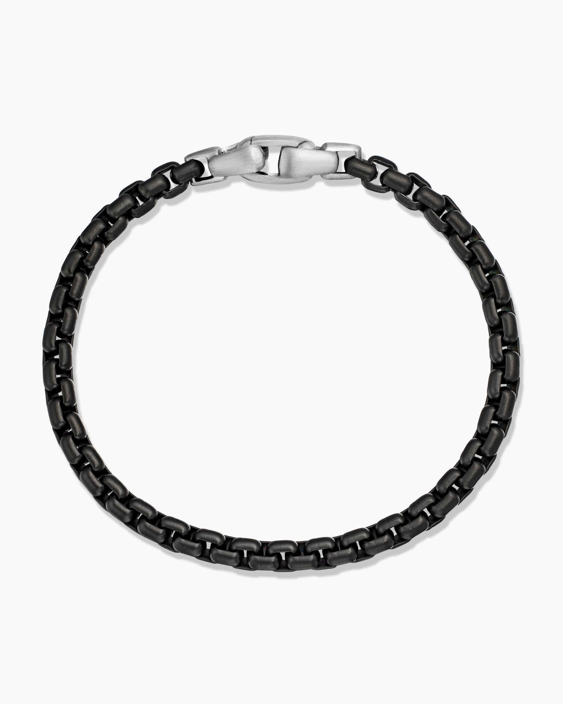 Box Chain Bracelet in Darkened Stainless Steel, 5mm - Image 3