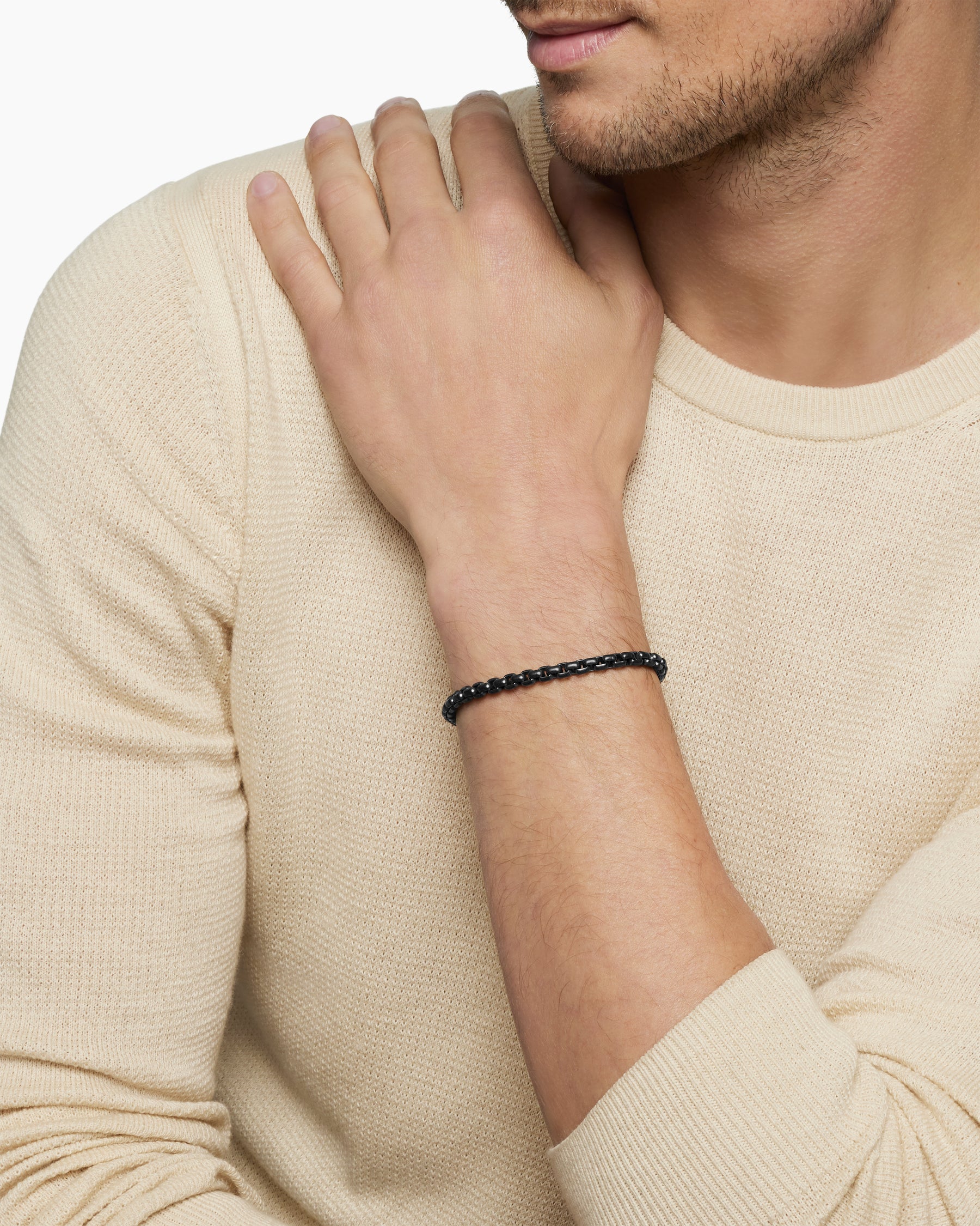 Box Chain Bracelet in Darkened Stainless Steel, 5mm - Image 8