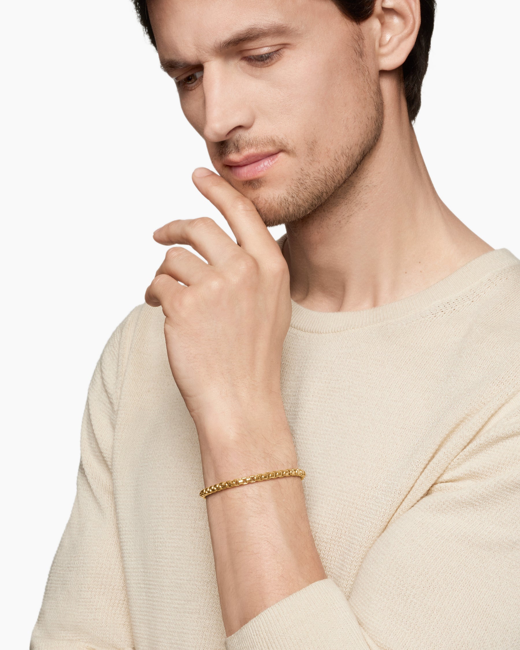 Alternative view of Box Chain Bracelet in 18K Yellow Gold, 5mm