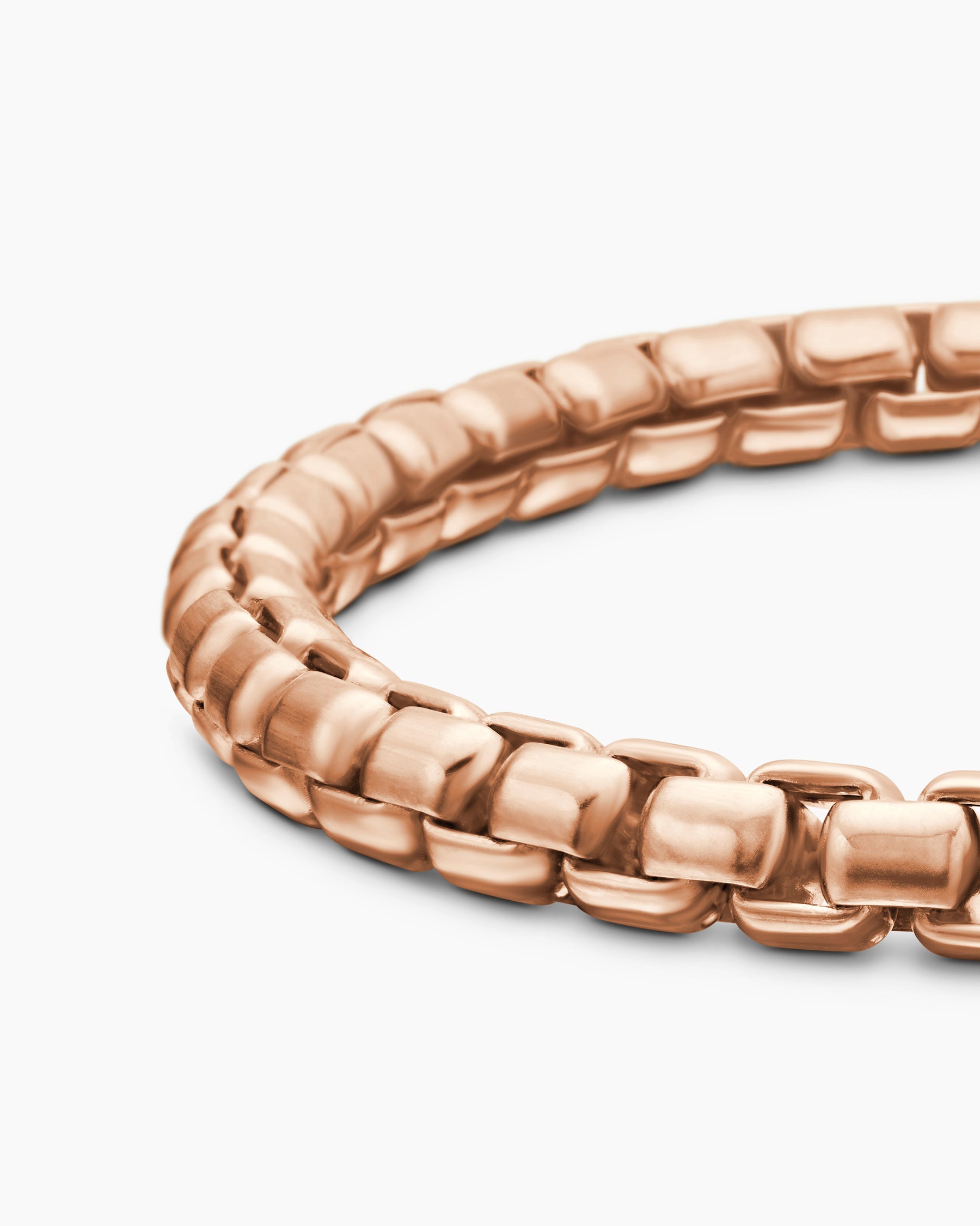 Box Chain Bracelet in 18K Rose Gold, 5mm - Image 7