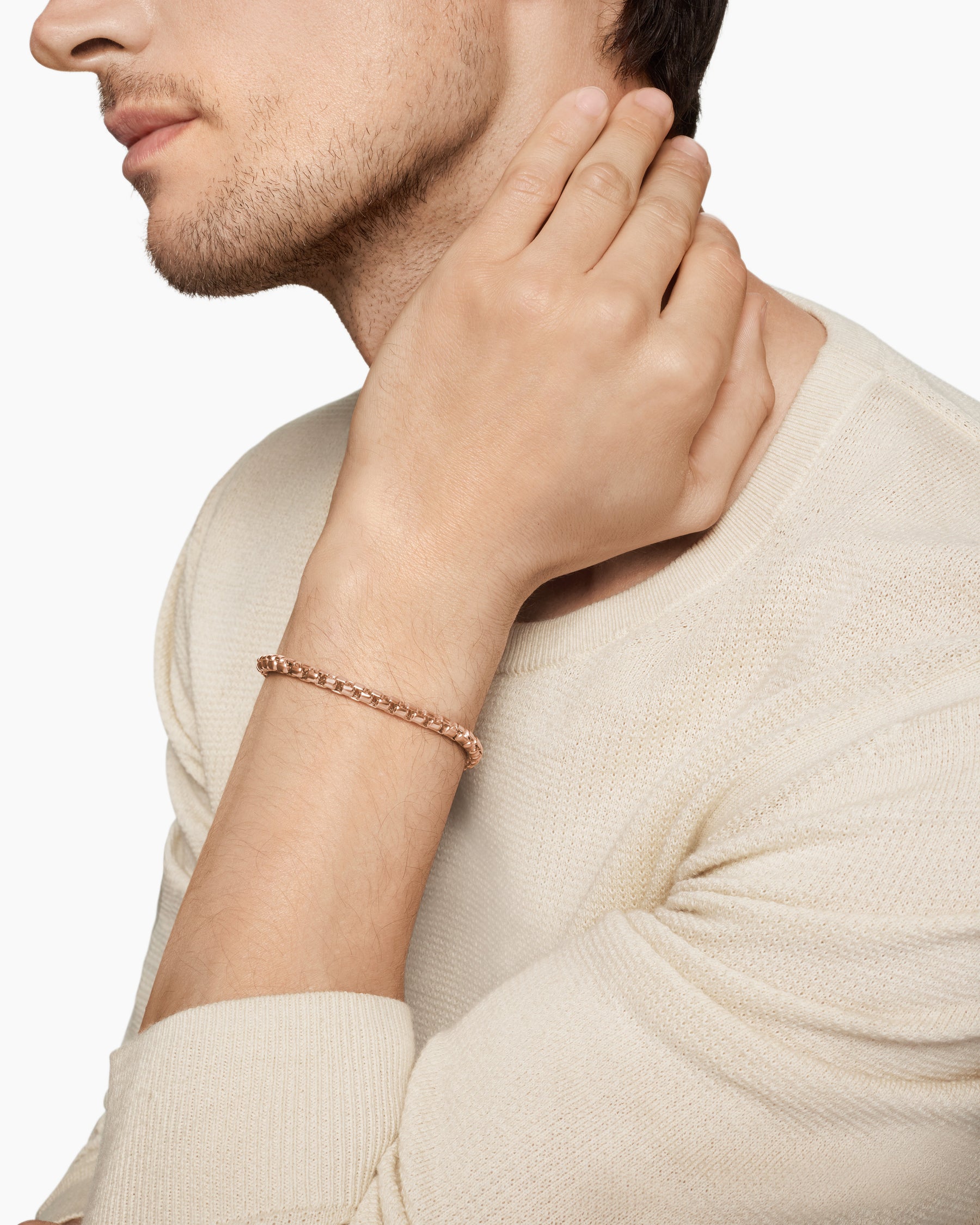 Box Chain Bracelet in 18K Rose Gold, 5mm - Image 8
