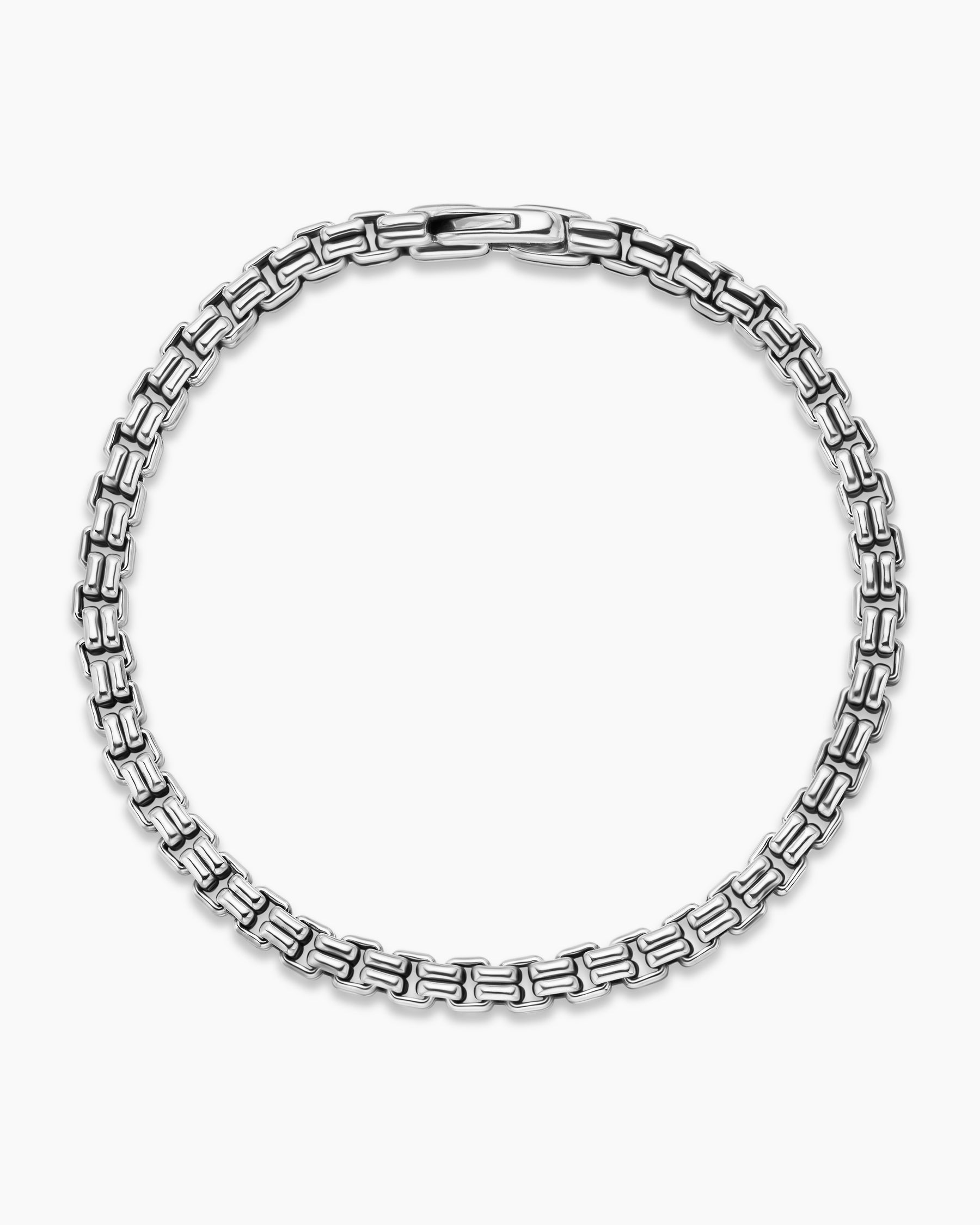 Double Box Chain Bracelet in Sterling Silver, 4mm - Image 3