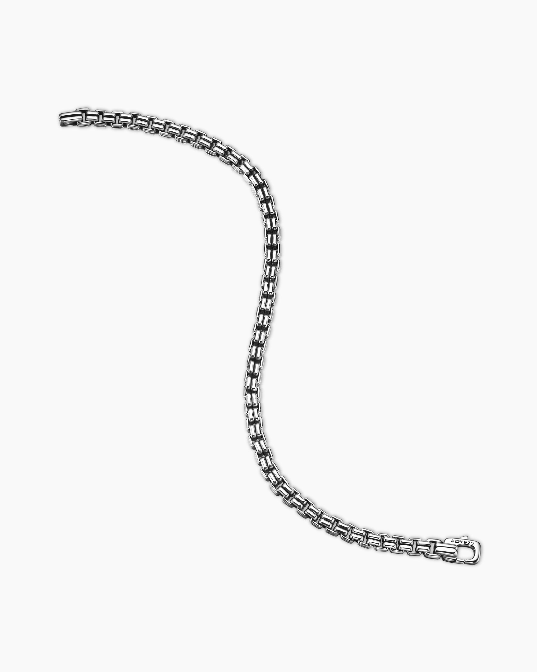 Double Box Chain Bracelet in Sterling Silver, 4mm - Image 4