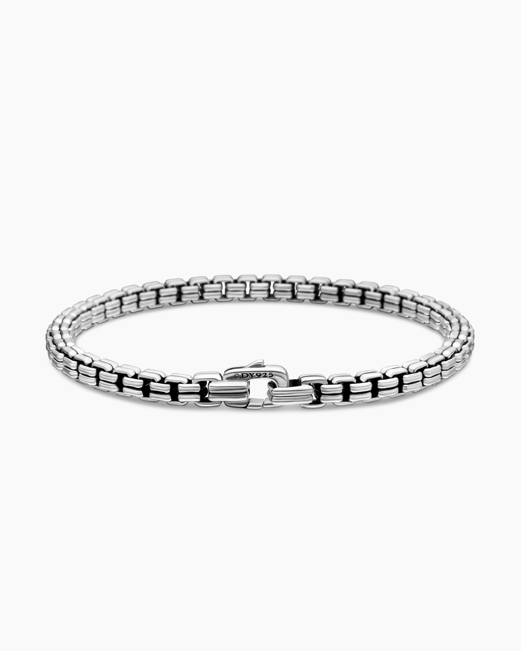 Double Box Chain Bracelet in Sterling Silver, 4mm - Image 5
