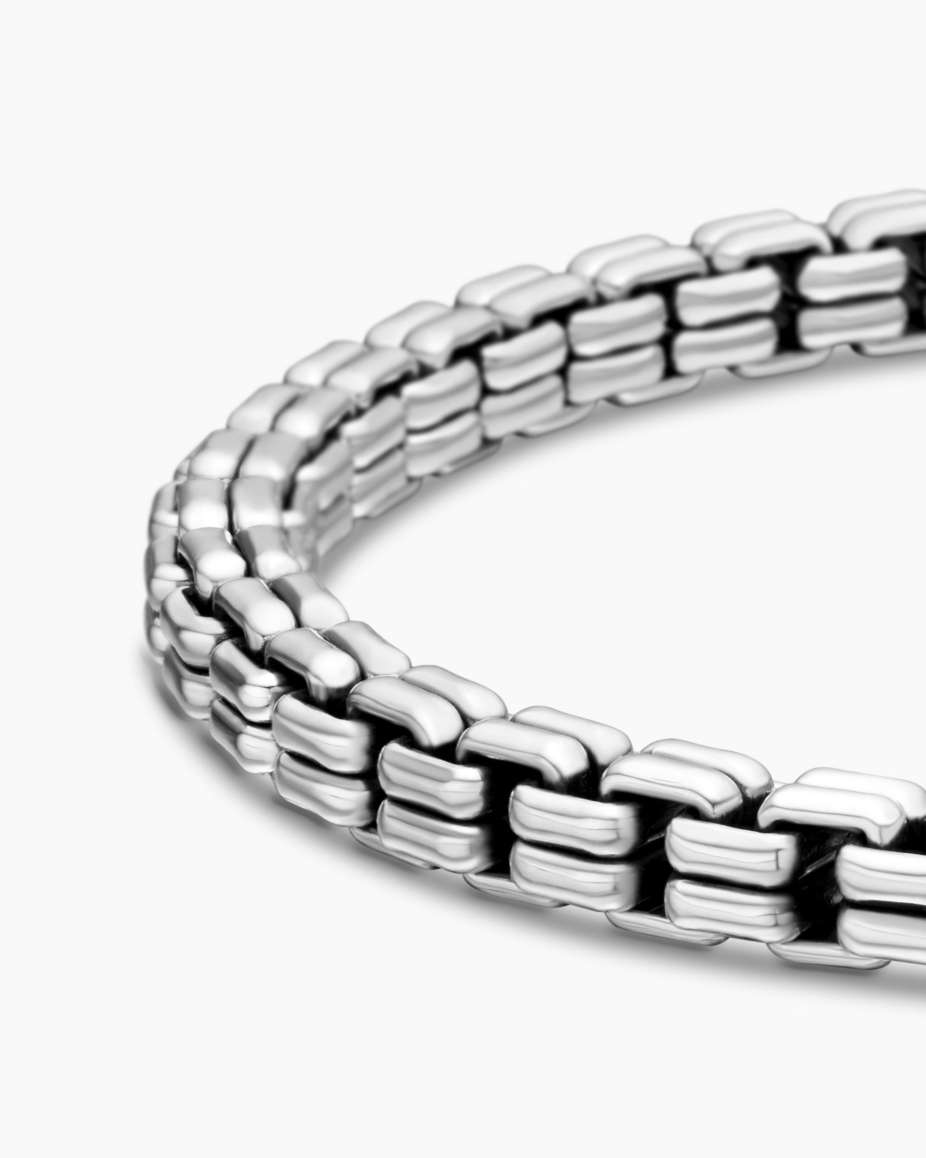 Double Box Chain Bracelet in Sterling Silver, 4mm - Image 7