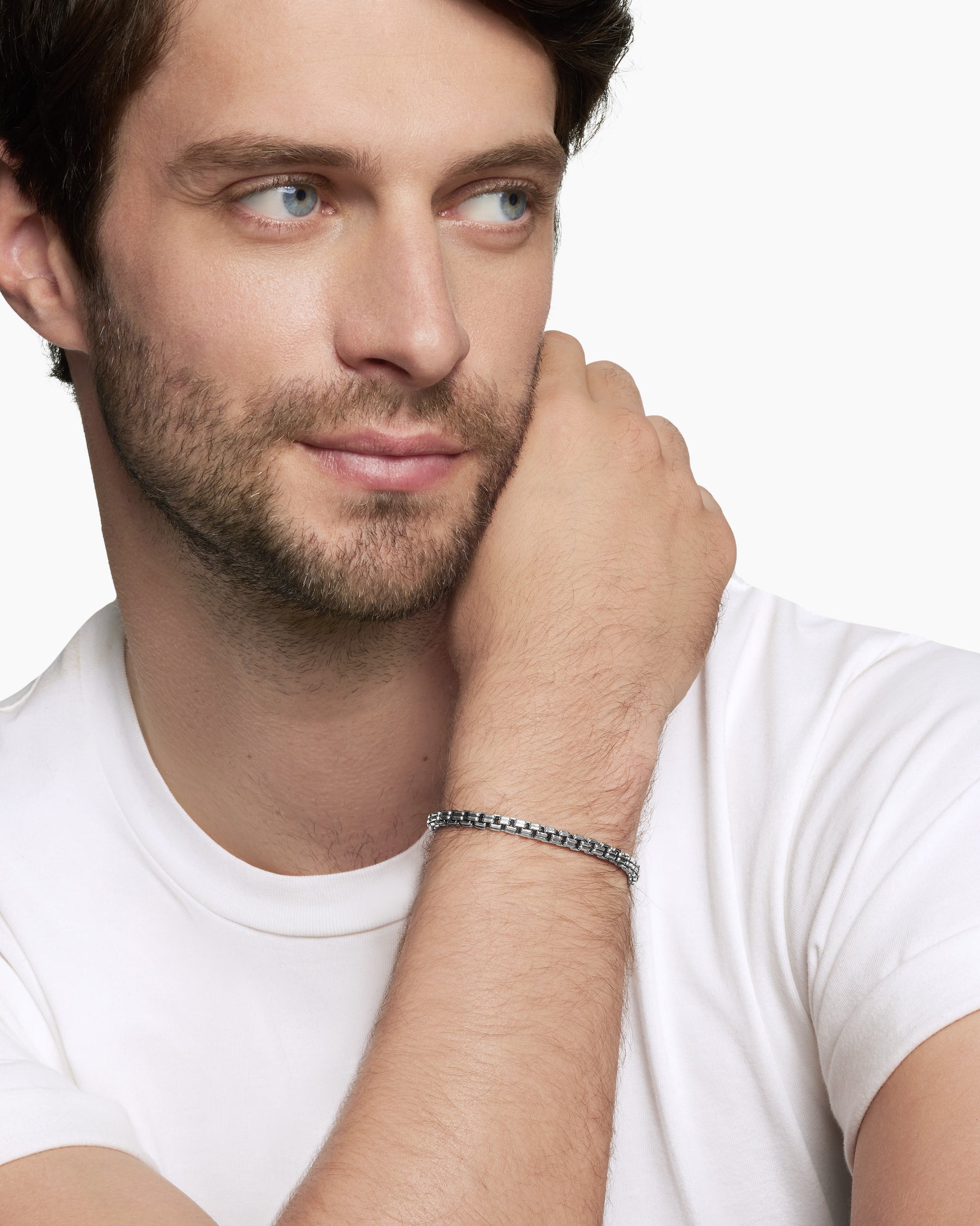 Double Box Chain Bracelet in Sterling Silver, 4mm - Image 8
