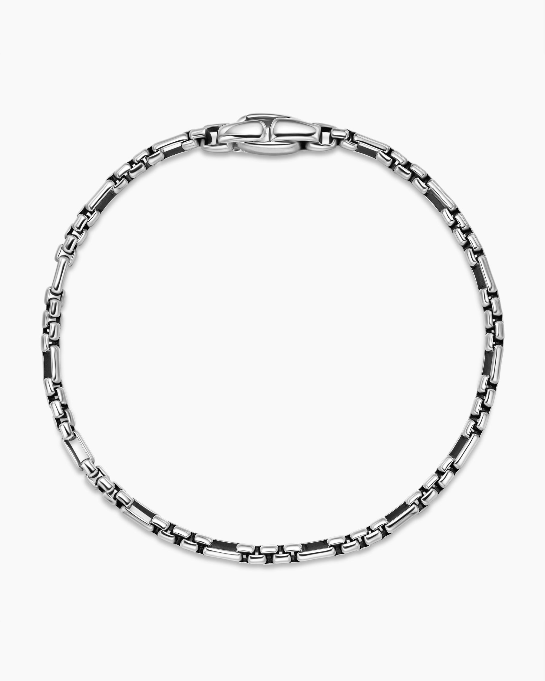 Open Station Box Chain Bracelet in Sterling Silver, 3mm - Image 3