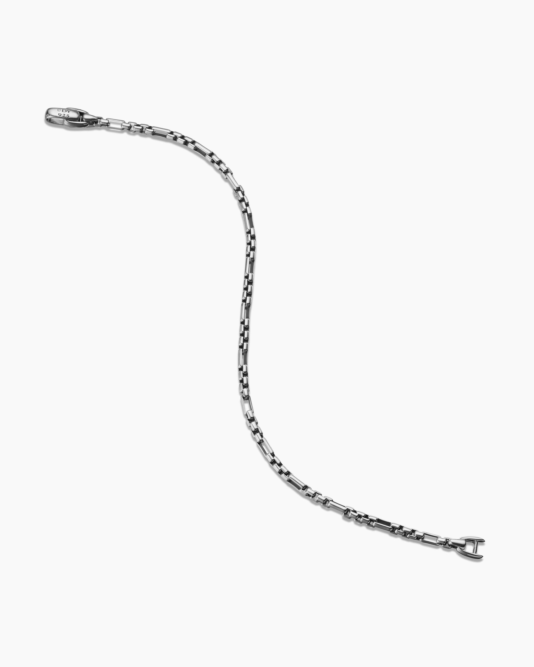 Open Station Box Chain Bracelet in Sterling Silver, 3mm - Image 4