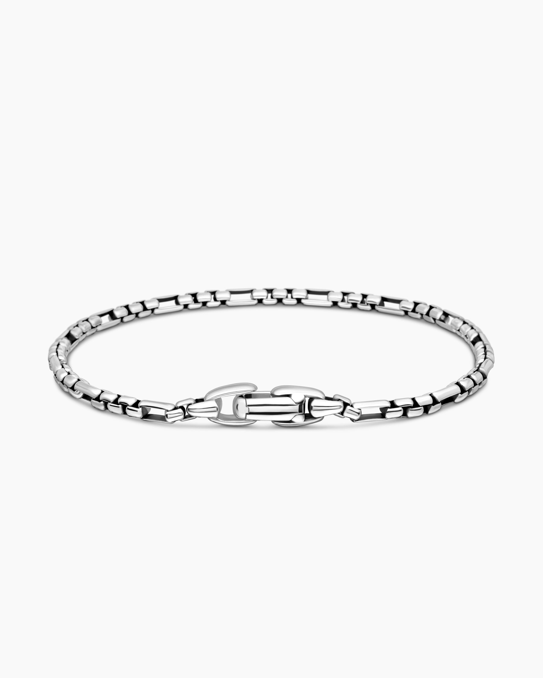 Open Station Box Chain Bracelet in Sterling Silver, 3mm - Image 5
