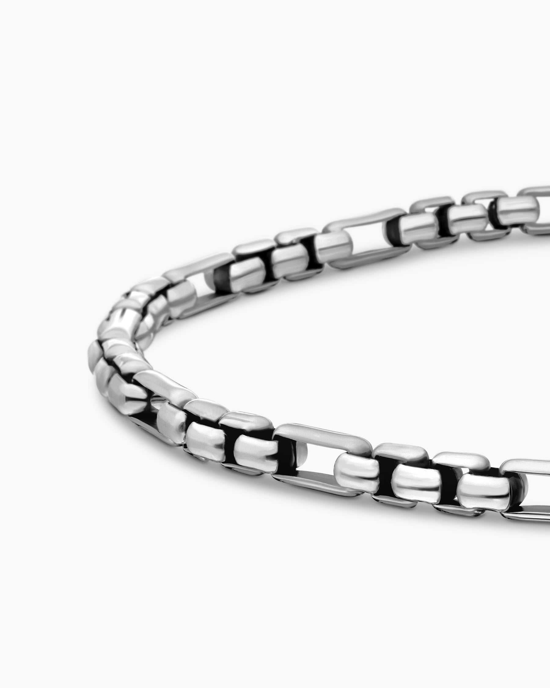 Open Station Box Chain Bracelet in Sterling Silver, 3mm - Image 7