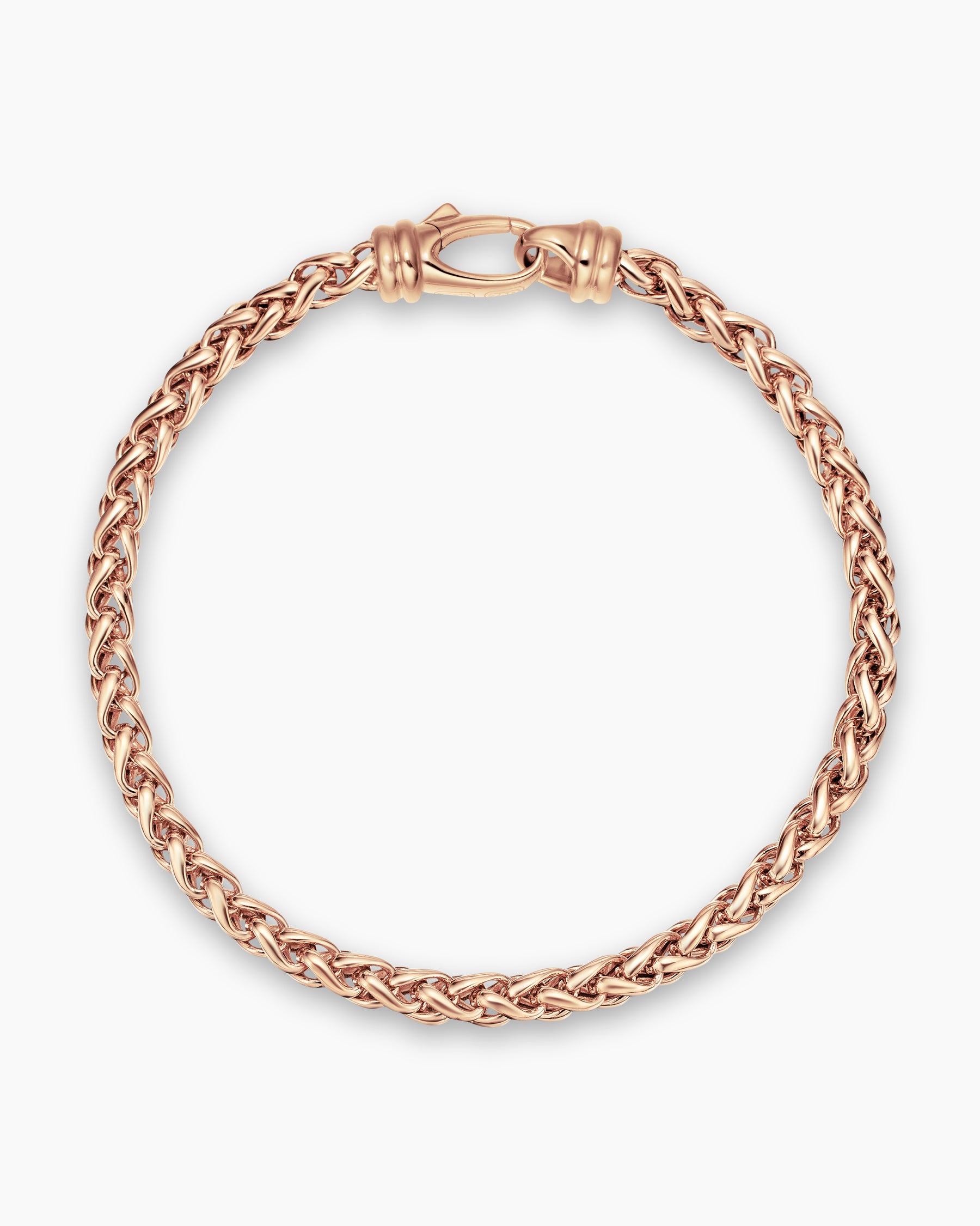 Wheat Chain Bracelet in 18K Rose Gold, 4mm - Image 3