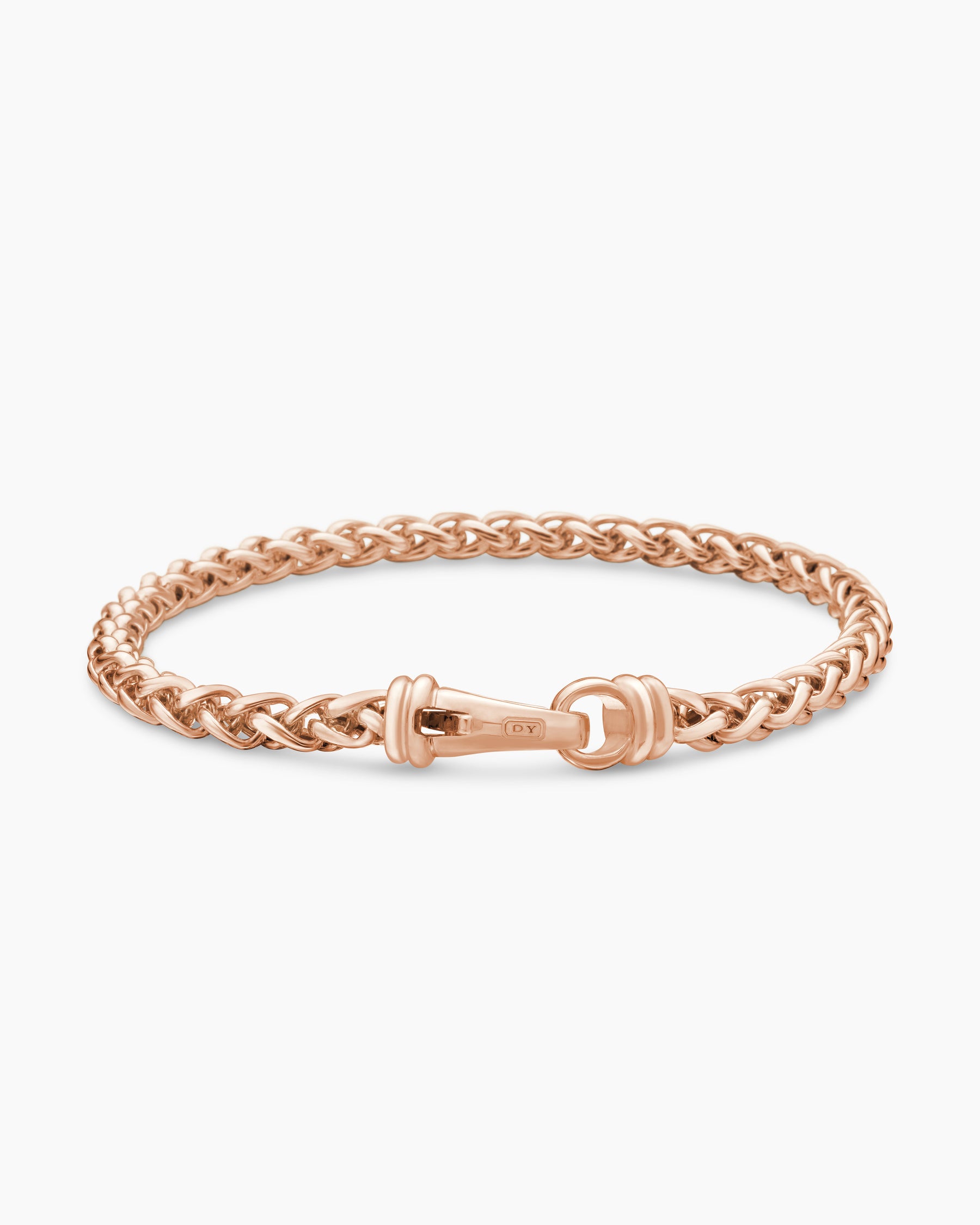 Wheat Chain Bracelet in 18K Rose Gold, 4mm - Image 5