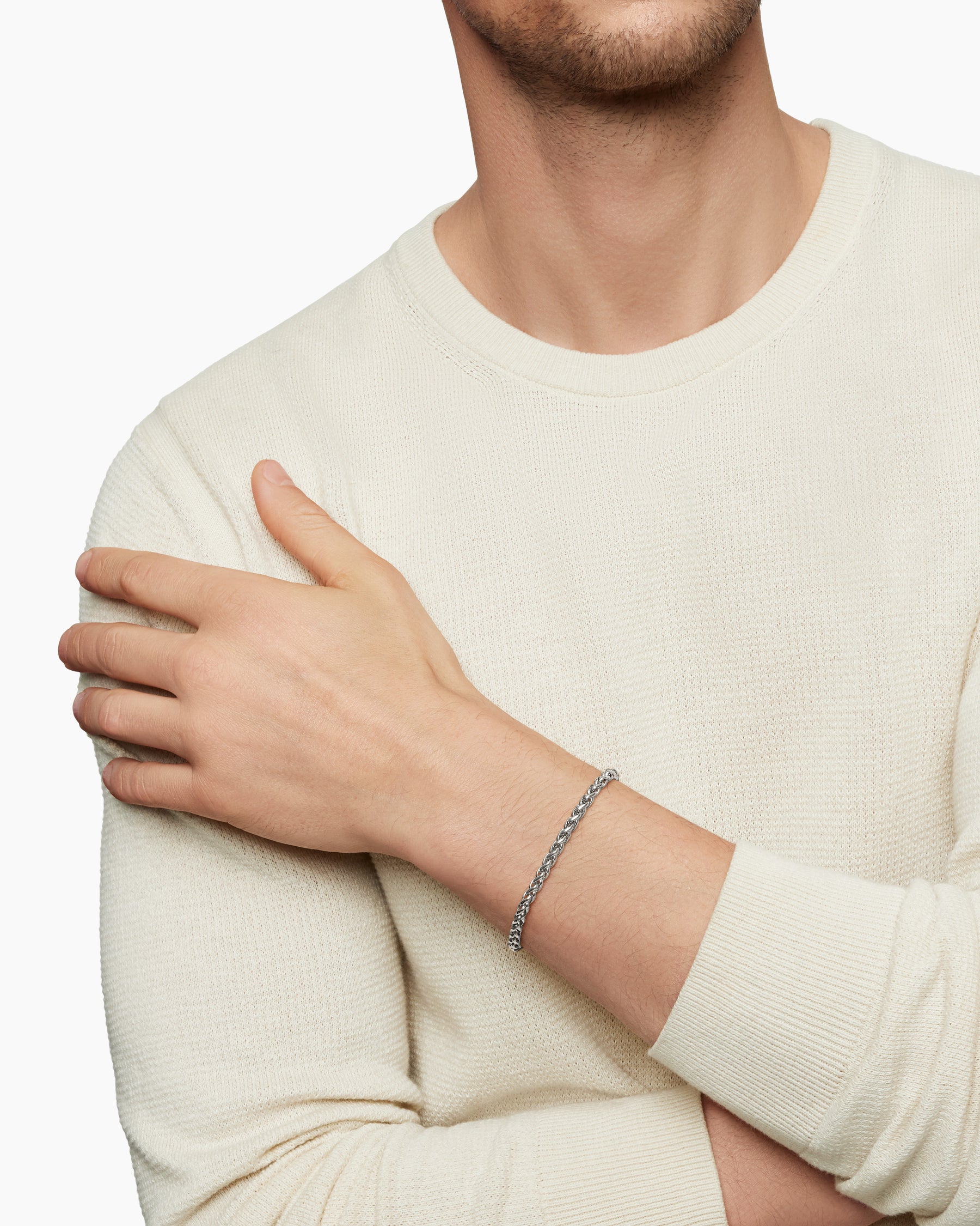 Alternative view of Wheat Chain Bracelet in Sterling Silver, 4mm
