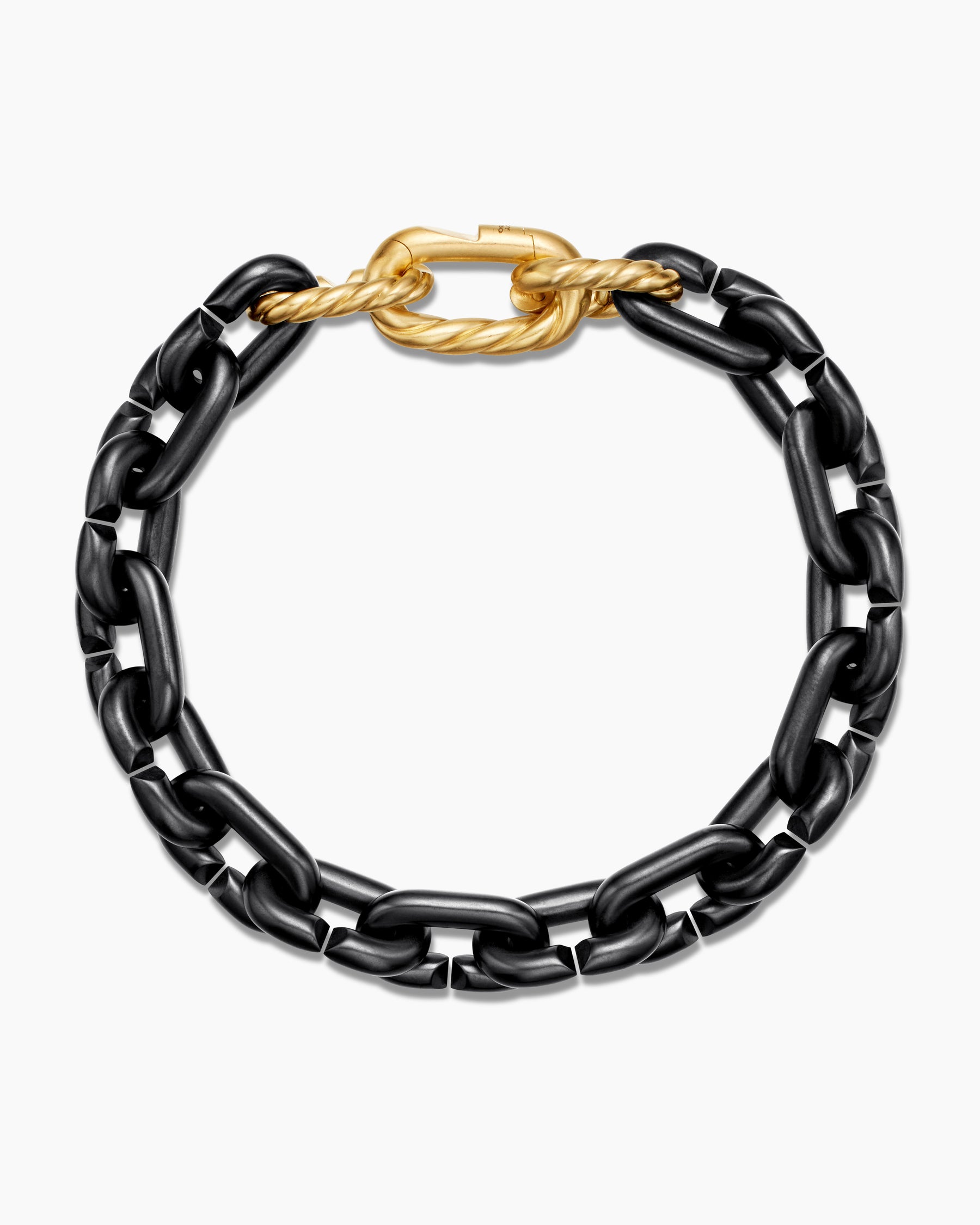 Chain Links Bracelet in Black Titanium with 18K Yellow Gold, 10mm - Image 3