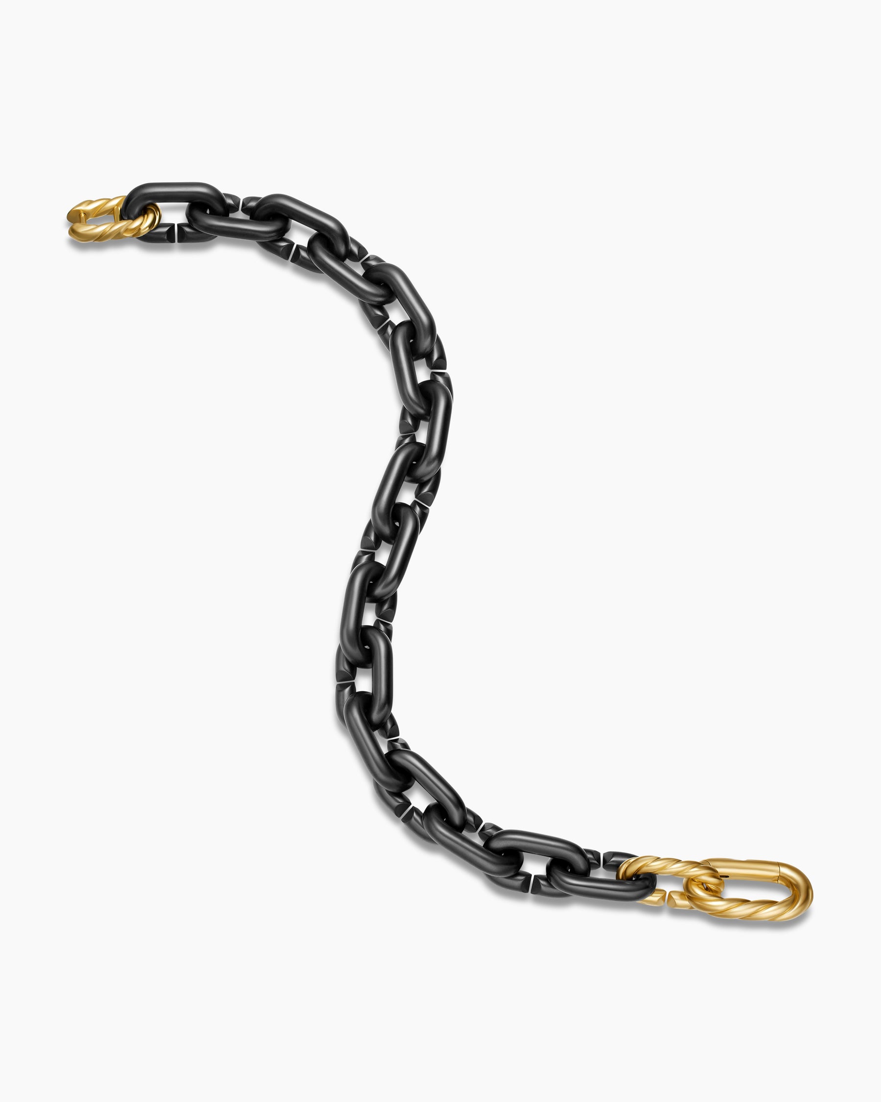 Chain Links Bracelet in Black Titanium with 18K Yellow Gold, 10mm - Image 4