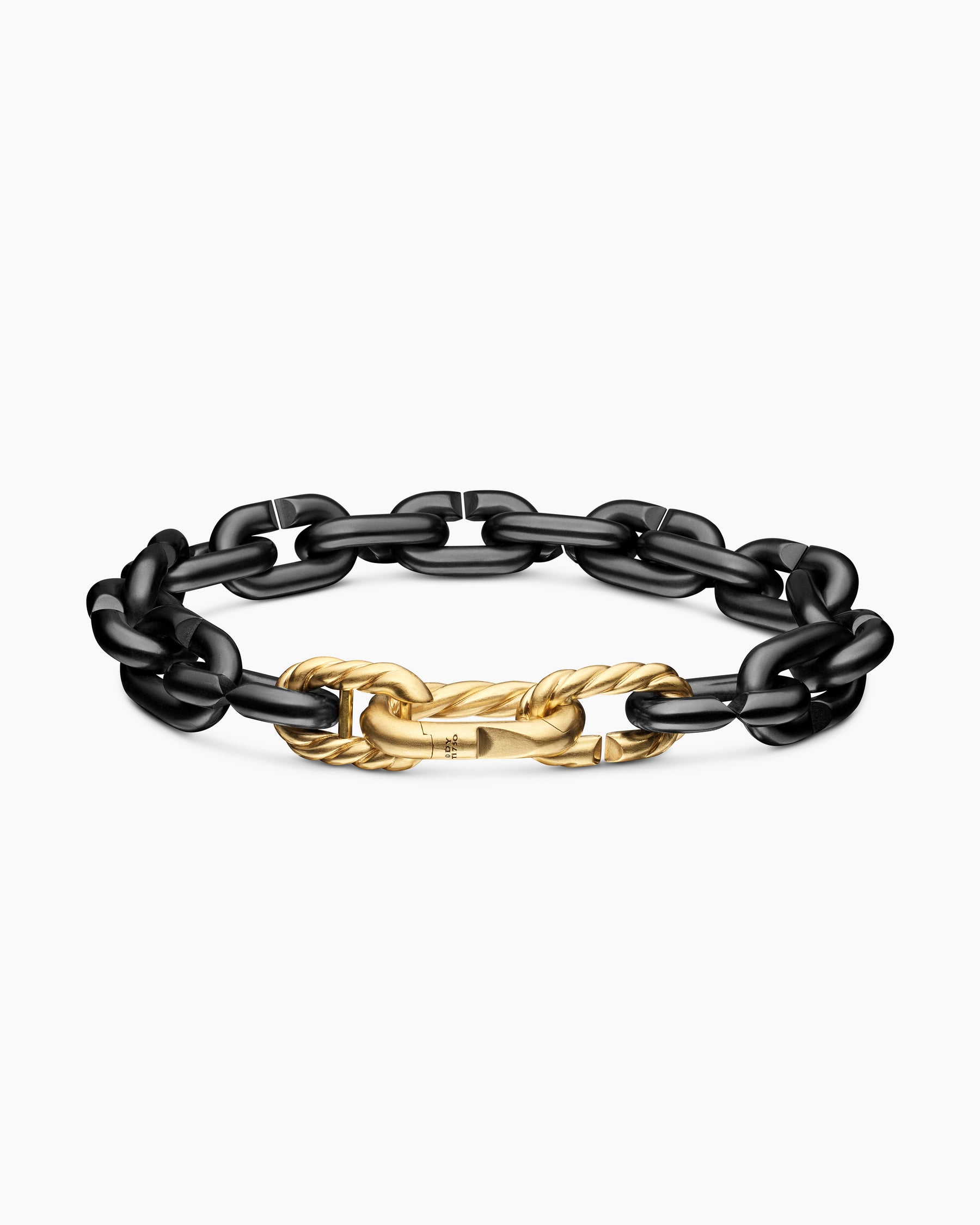 Chain Links Bracelet in Black Titanium with 18K Yellow Gold, 10mm - Image 5
