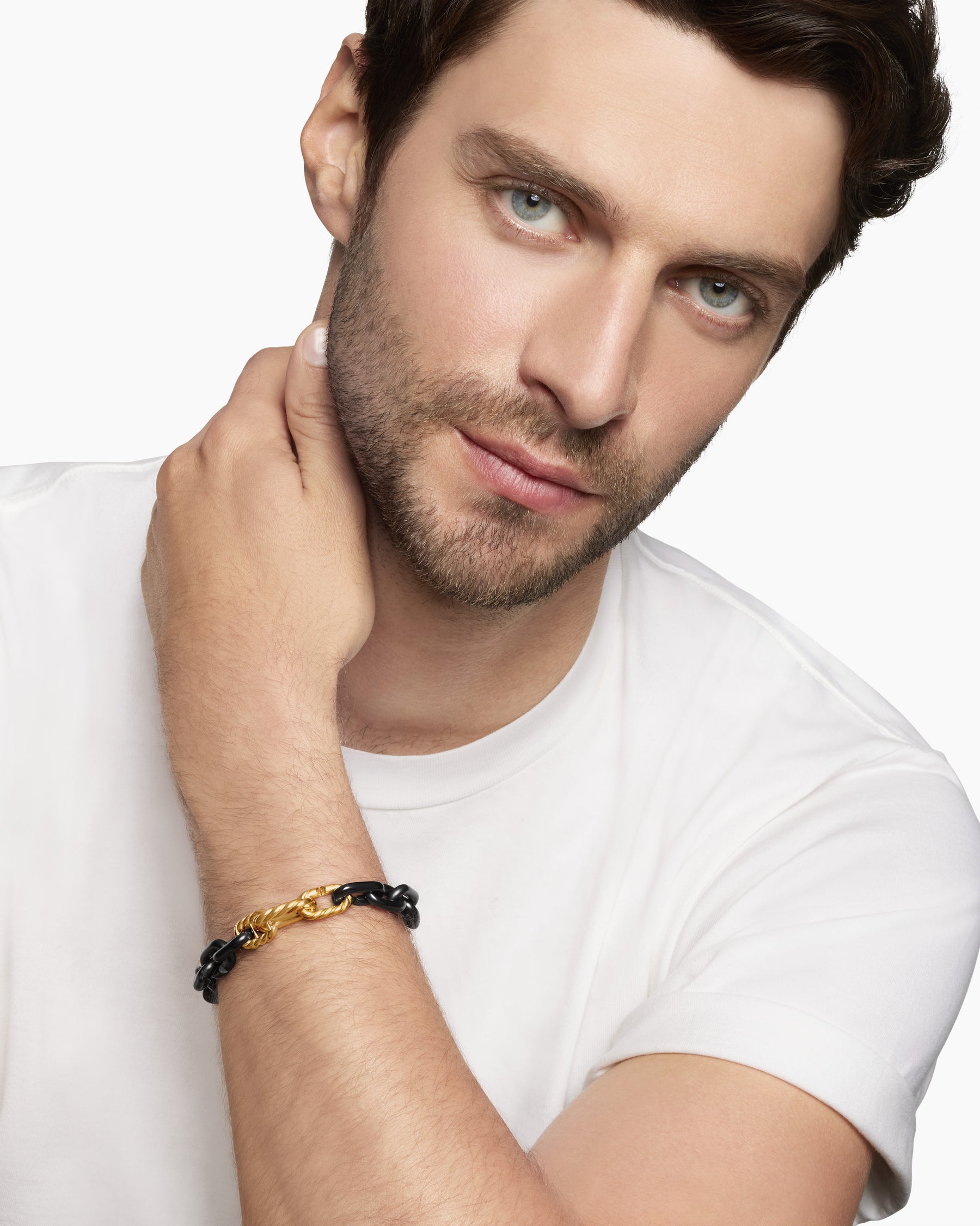 Chain Links Bracelet in Black Titanium with 18K Yellow Gold, 10mm - Image 8