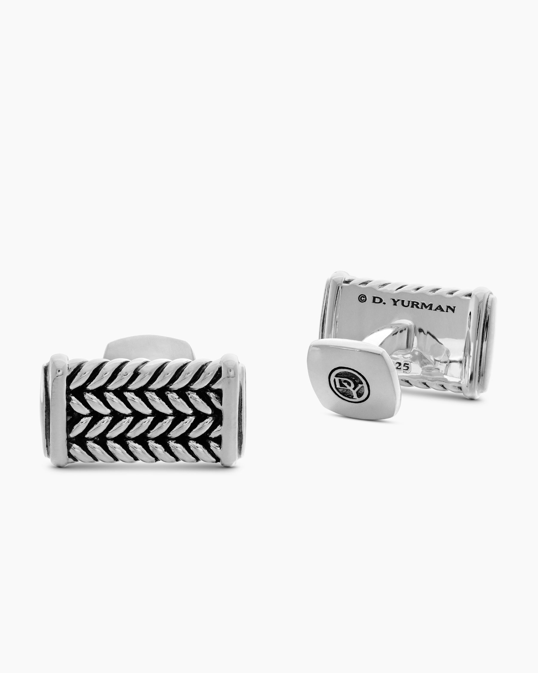 Chevron Cufflinks in Sterling Silver, 22.8mm - Image 3