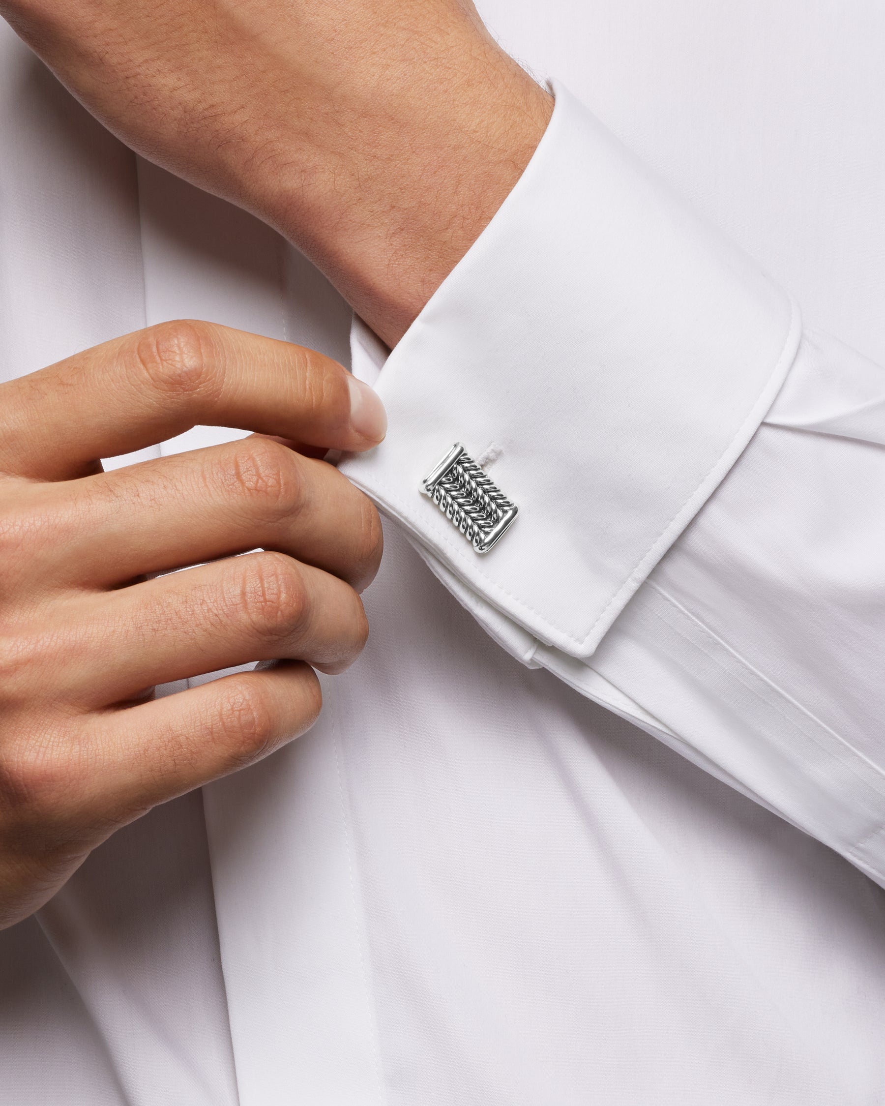 Alternative view of Chevron Cufflinks in Sterling Silver, 22.8mm