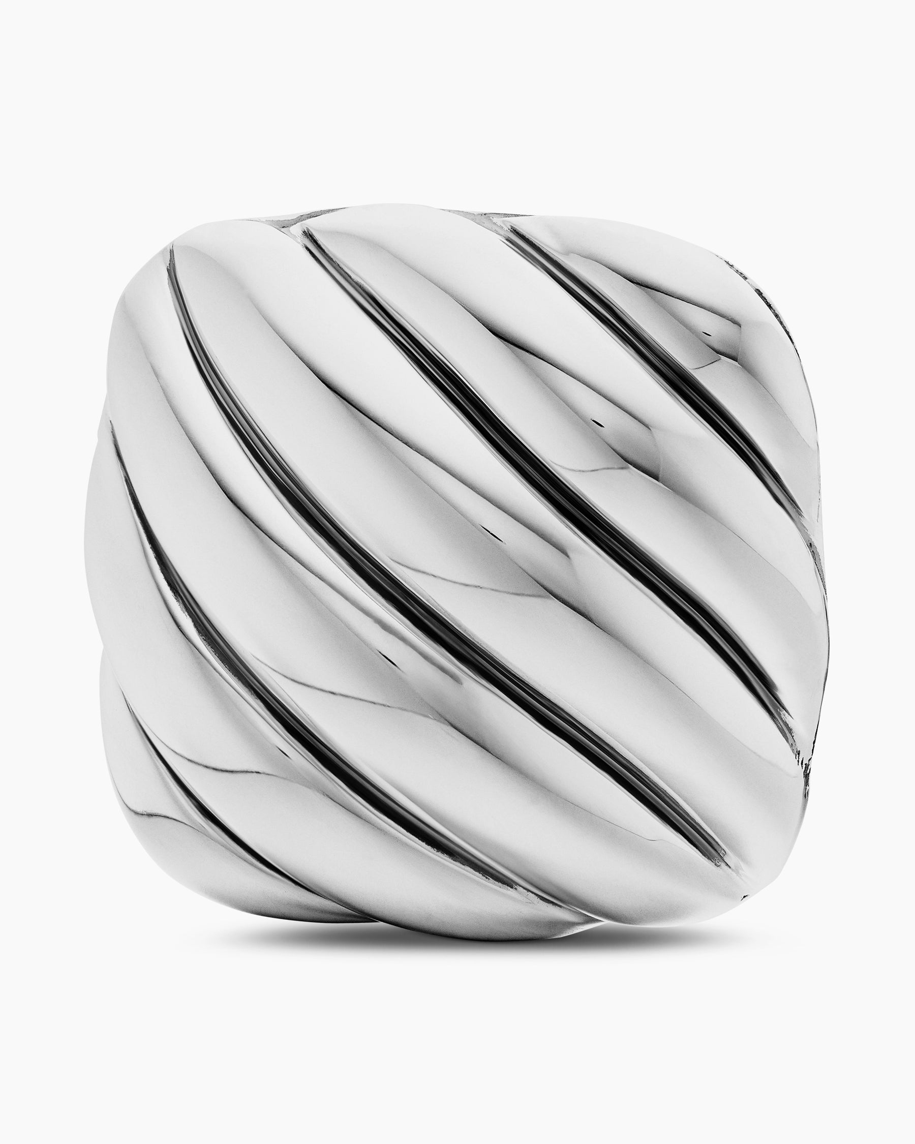 Sculpted Cable Cushion Cufflinks in Sterling Silver, 17mm - Image 4