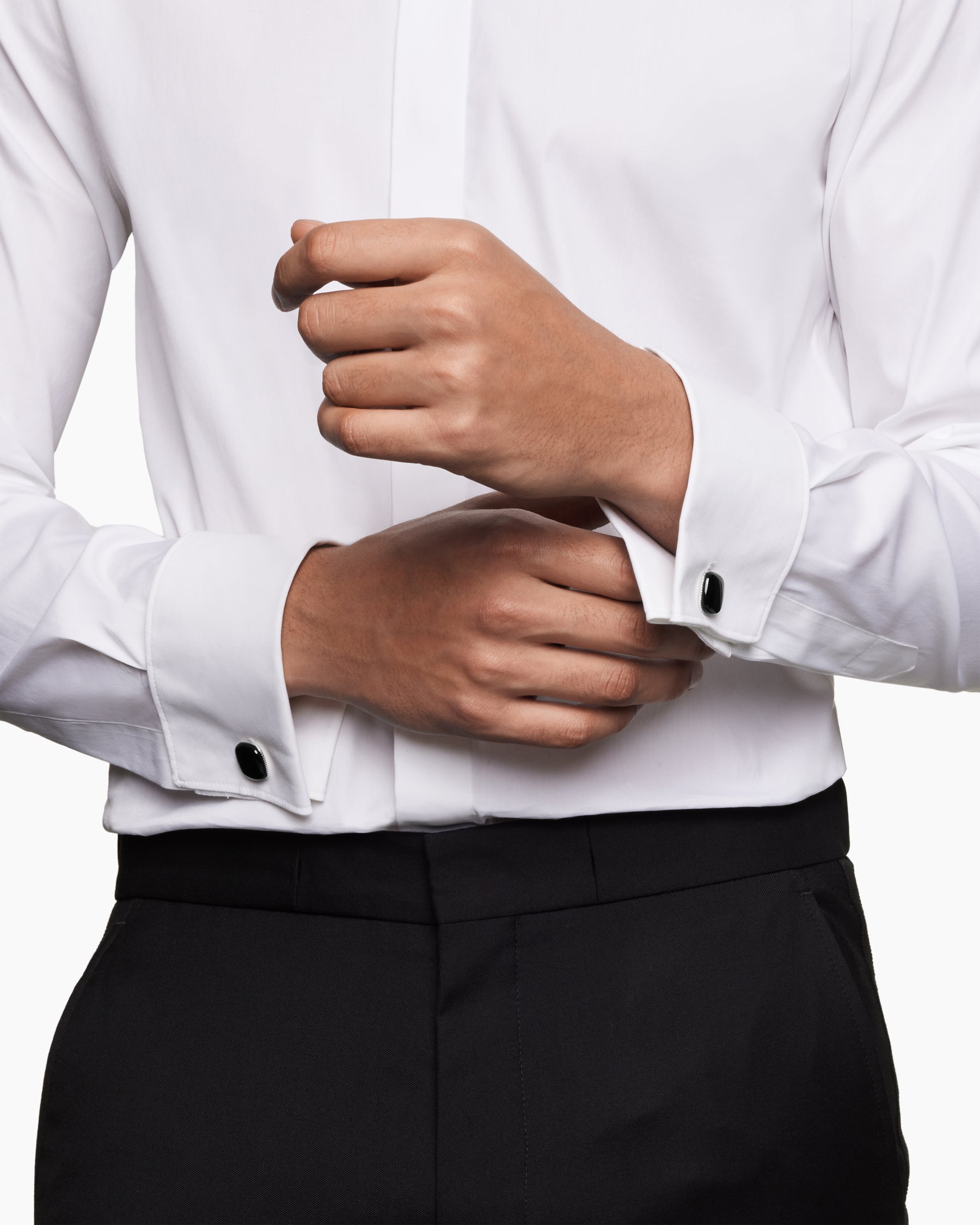 Alternative view of Streamline Cushion Cufflinks in Sterling Silver with Black Onyx, 17mm