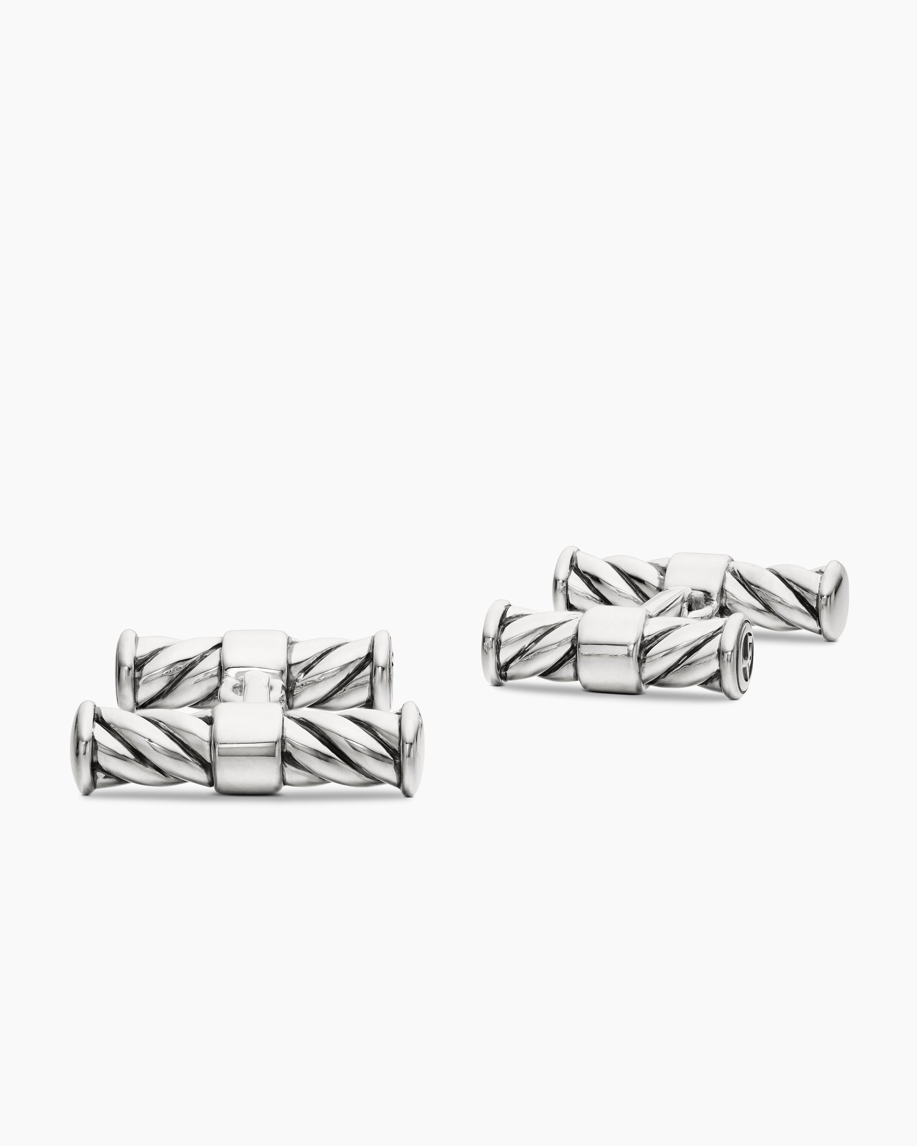 Sculpted Cable Elongated Cufflinks in Sterling Silver, 22mm - Image 3