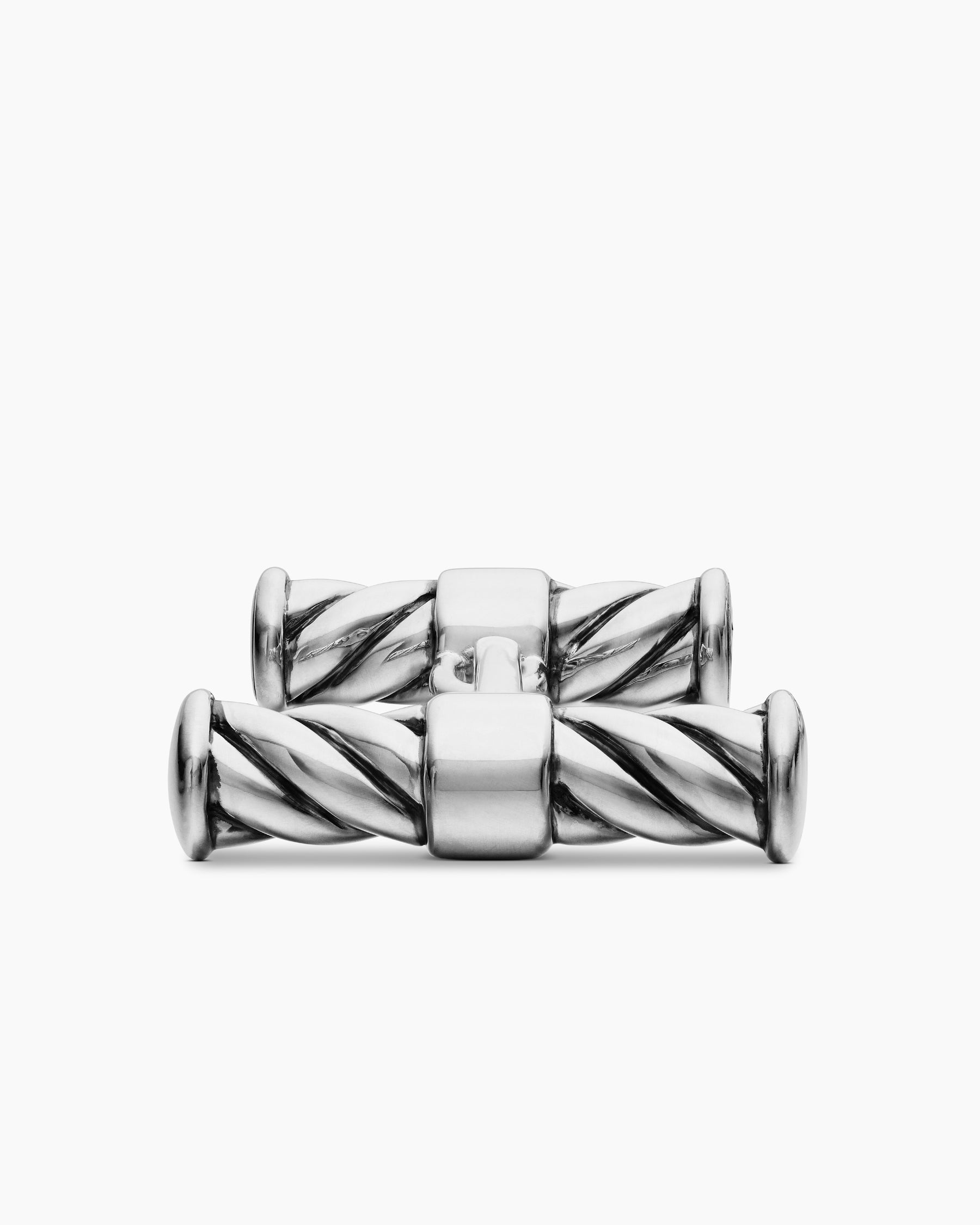 Sculpted Cable Elongated Cufflinks in Sterling Silver, 22mm - Image 4