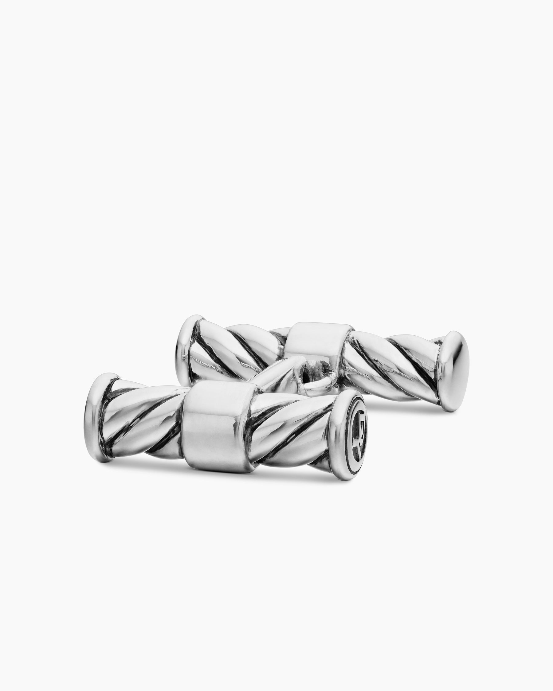 Sculpted Cable Elongated Cufflinks in Sterling Silver, 22mm - Image 5