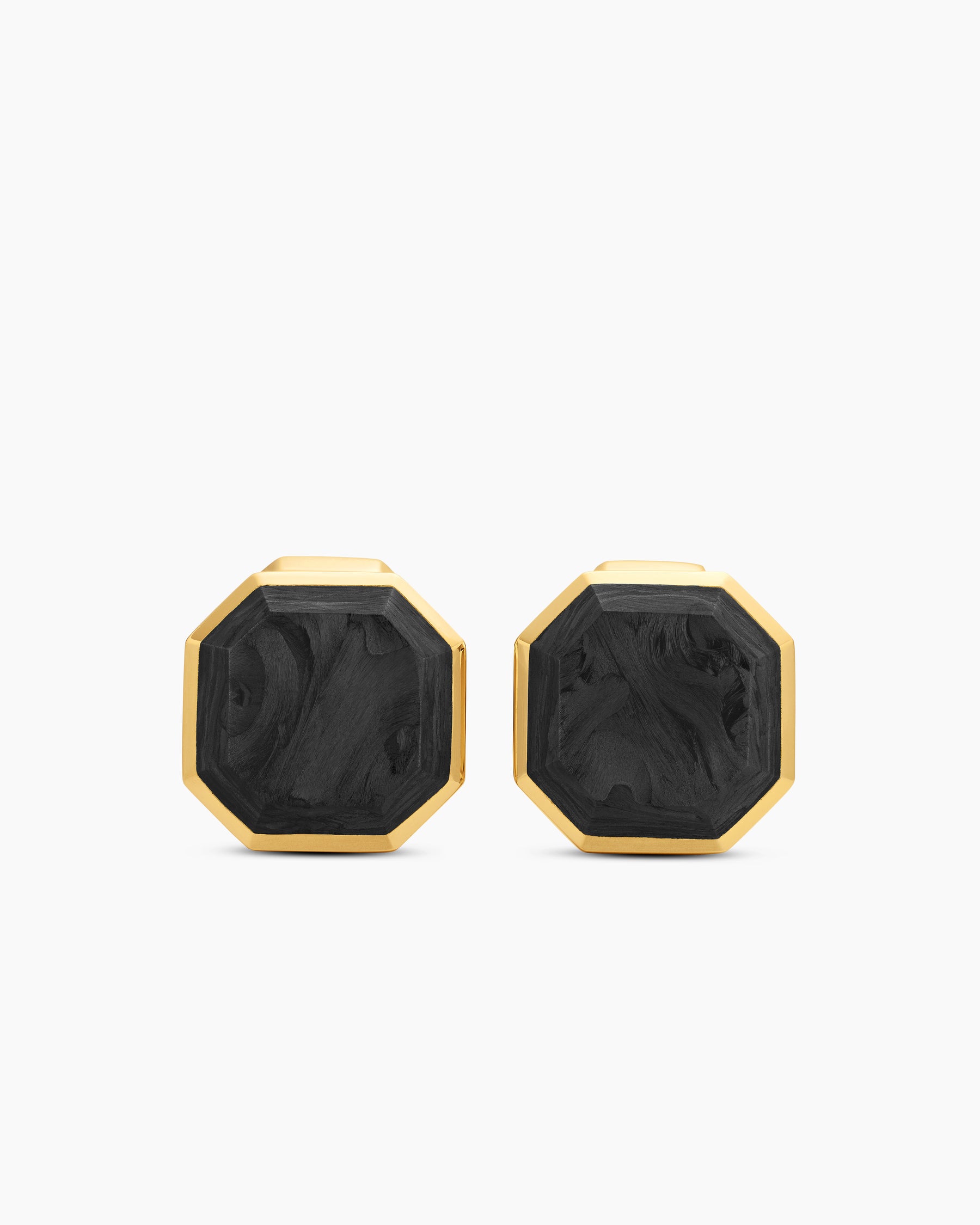 Streamline Cufflinks in 18K Yellow Gold with Forged Carbon, 15mm