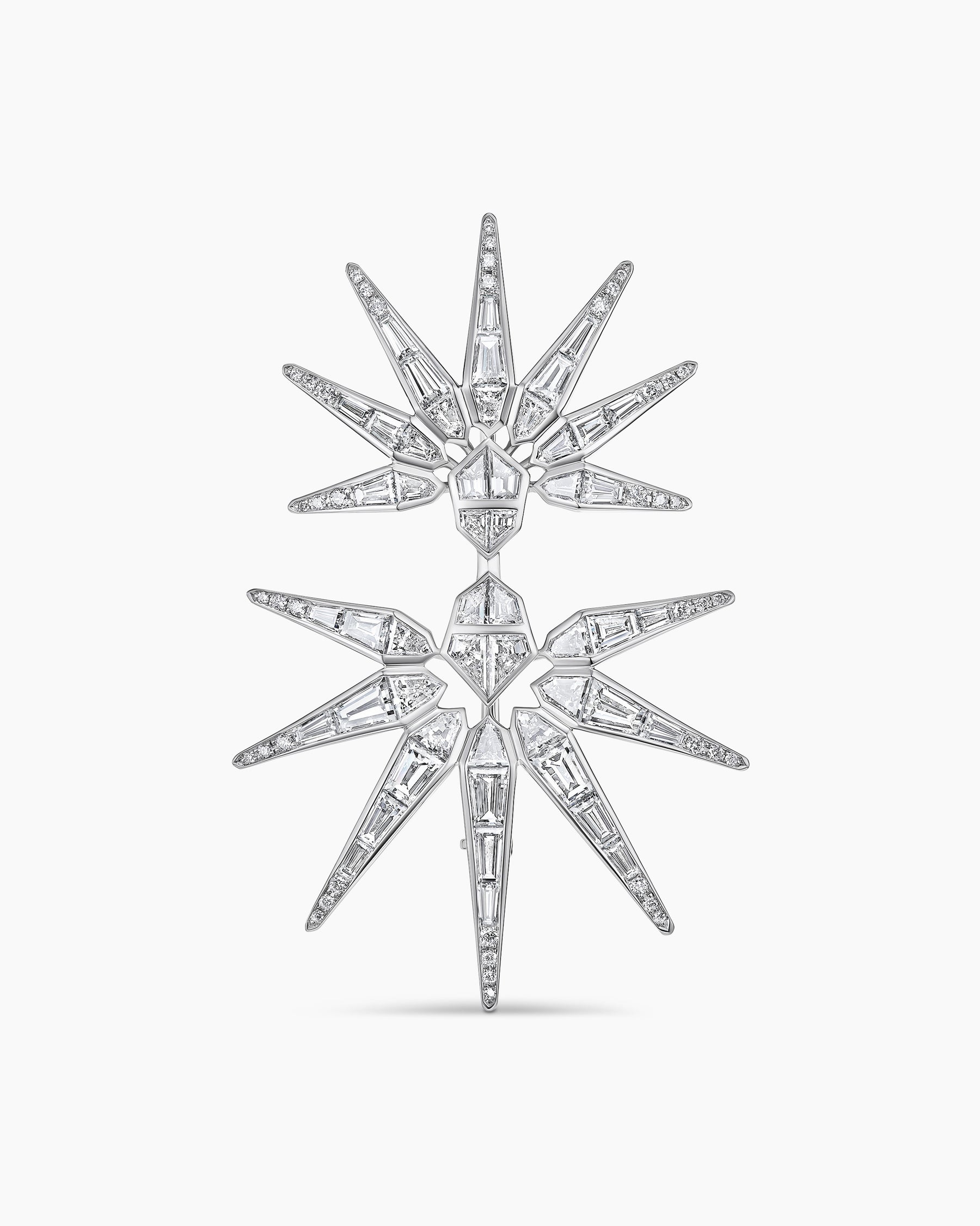 Liberty Baguette Brooch in White Gold with Diamonds