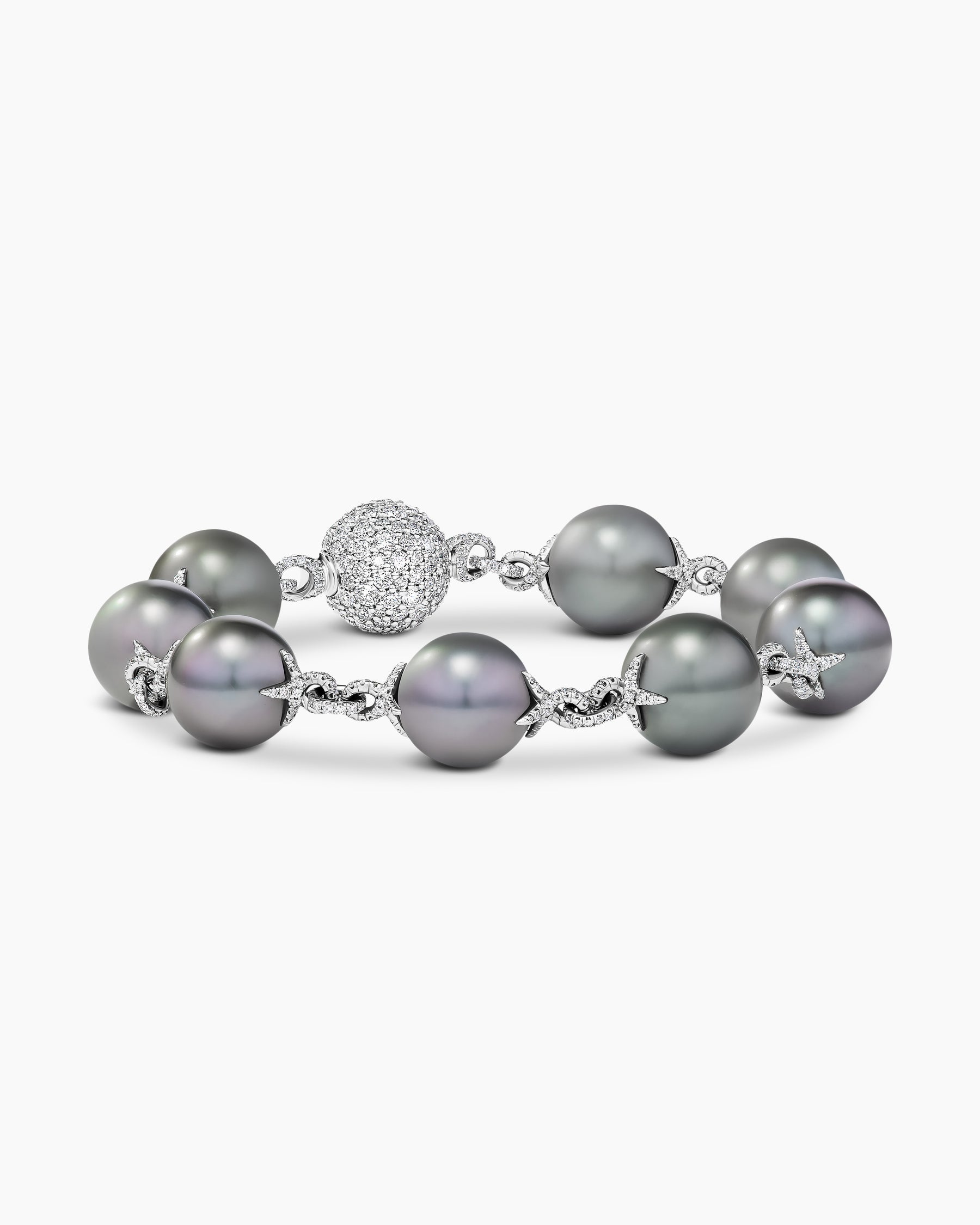 DY Lumina Tahitian Grey Pearl Classic Bracelet in White Gold with Diamonds