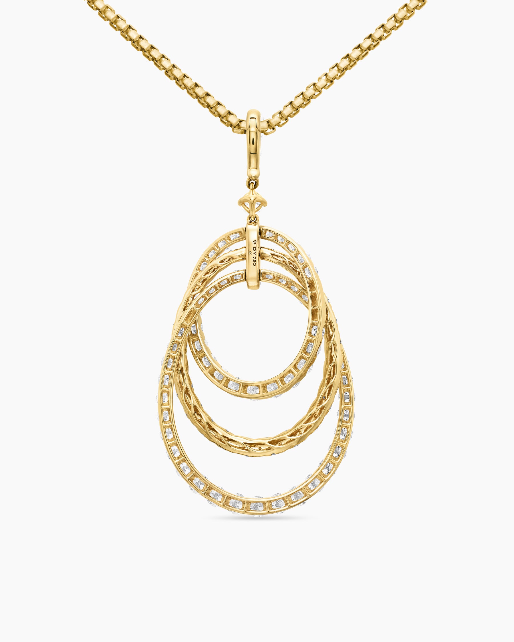 Floating Diamonds Drop Pendant in Yellow Gold - Image 4
