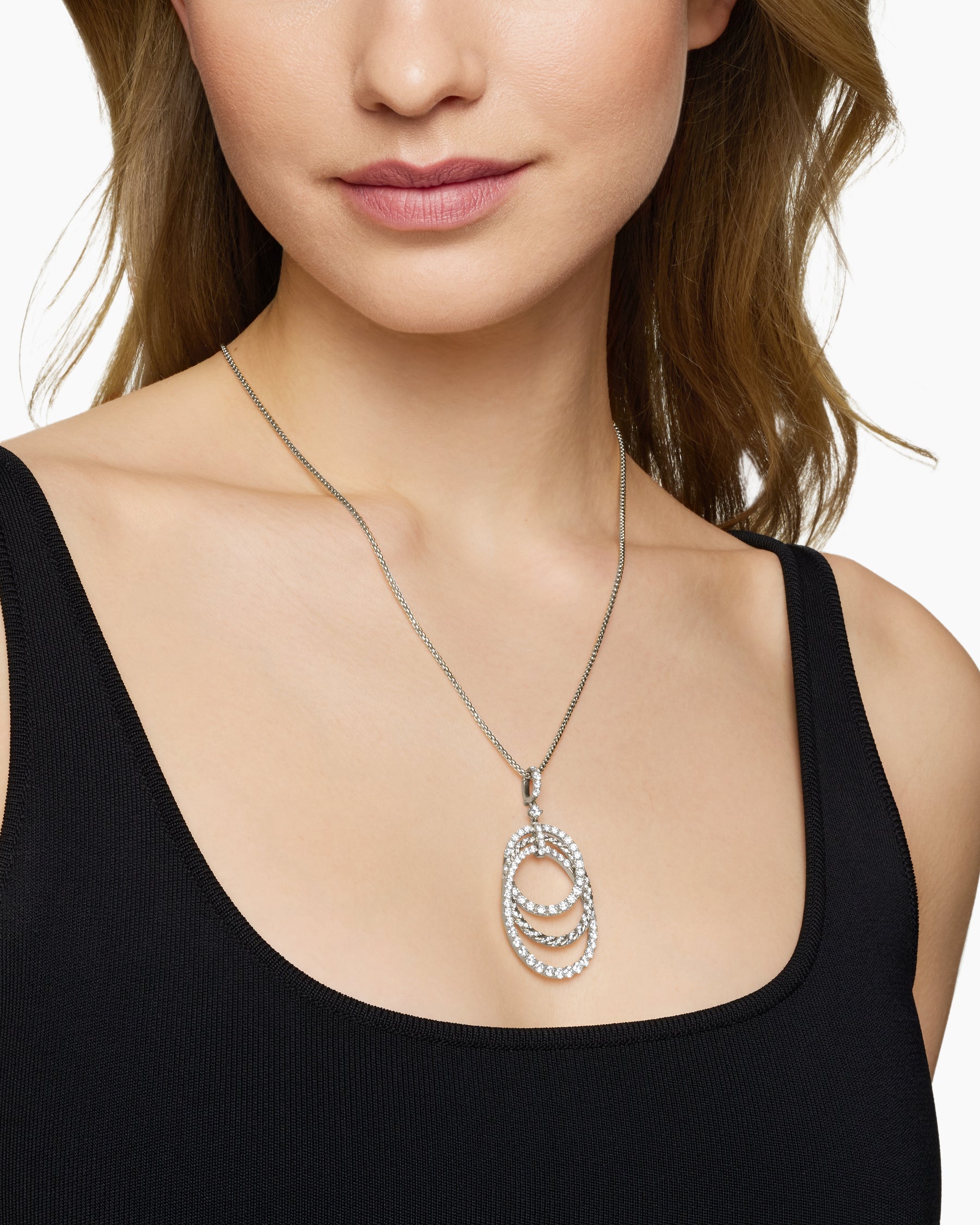 Alternative view of Floating Diamonds Drop Pendant in White Gold