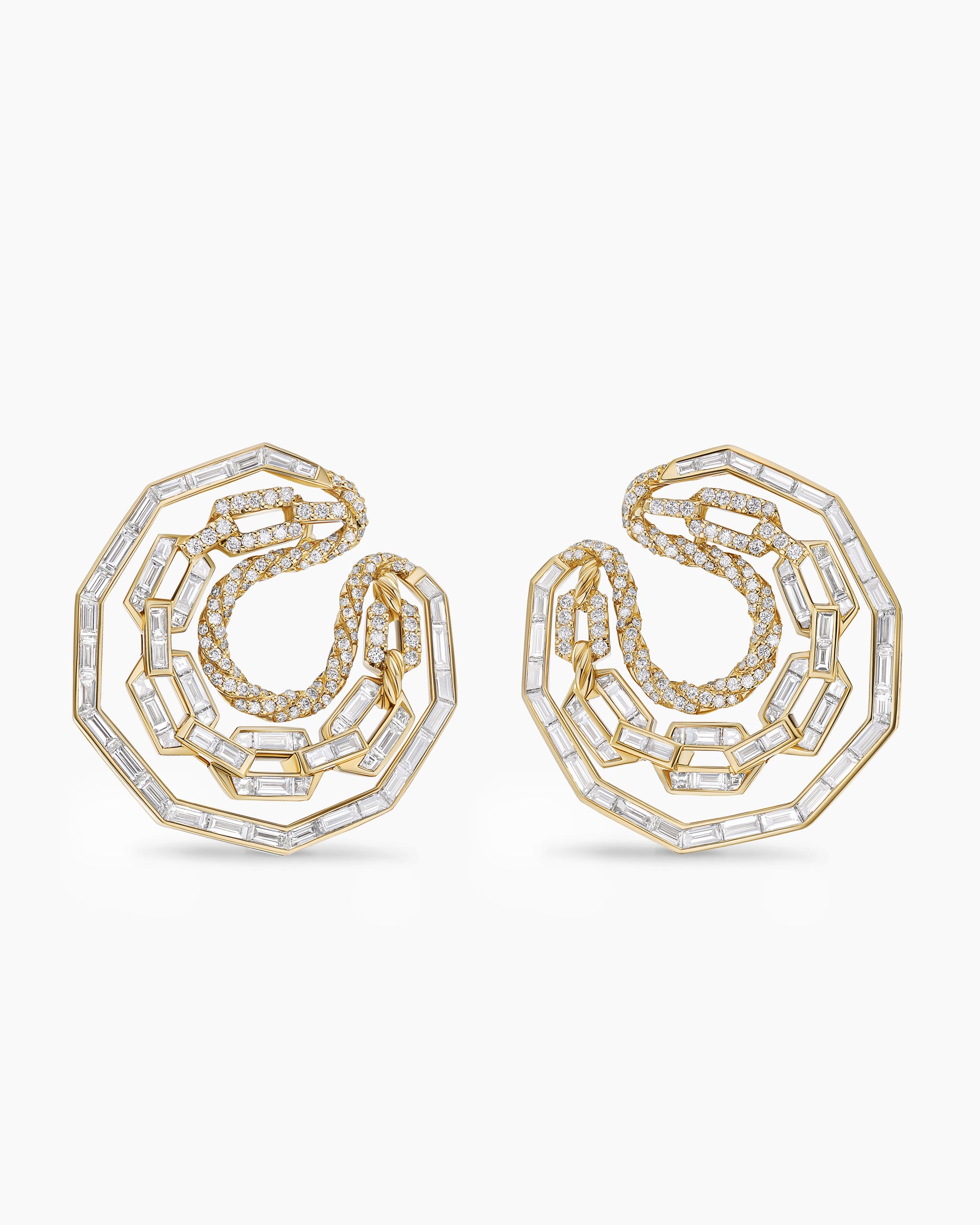 Stax Round Hoop Earrings in Yellow Gold with Diamonds