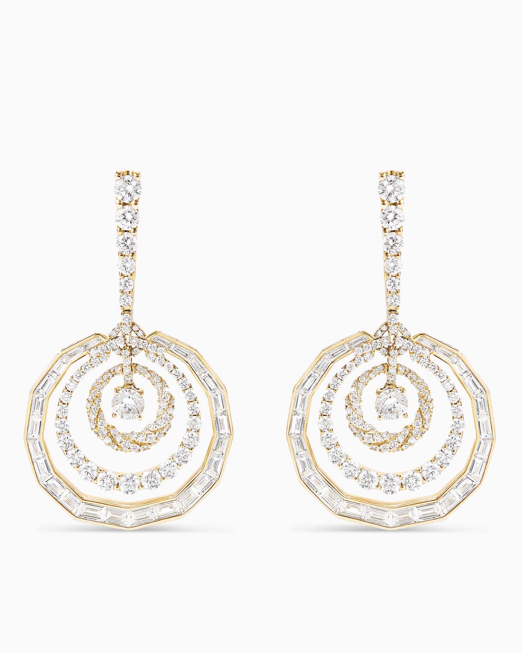 Stax Dangle Earrings in Yellow Gold with Diamonds