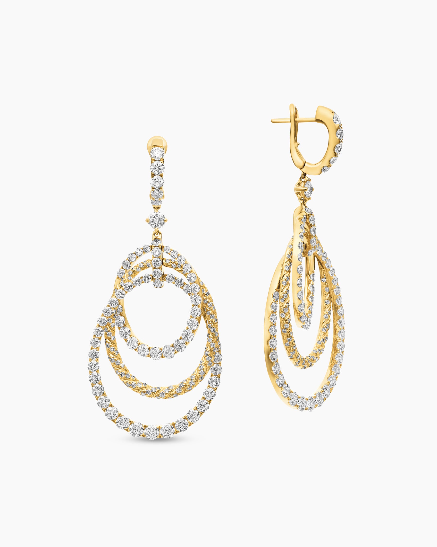 Floating Diamonds Drop Earrings in Yellow Gold - Image 3