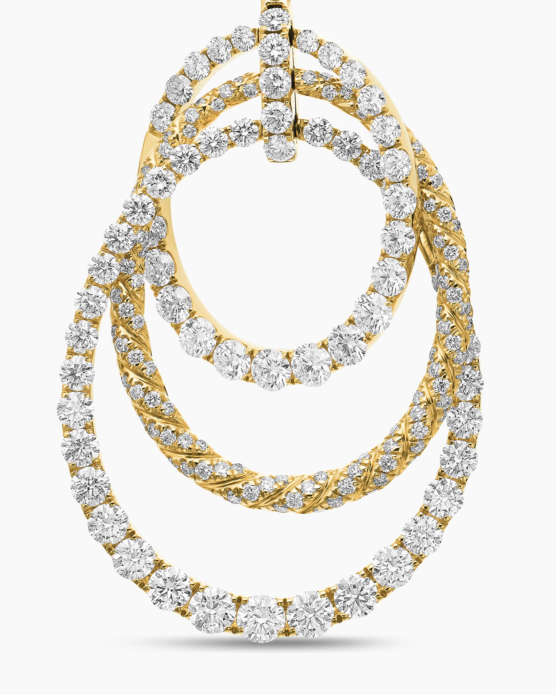 Floating Diamonds Drop Earrings in Yellow Gold - Image 4
