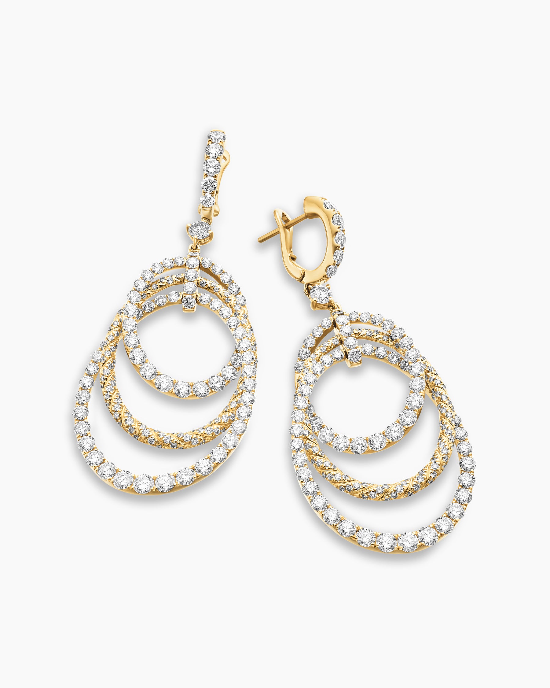 Floating Diamonds Drop Earrings in Yellow Gold - Image 5