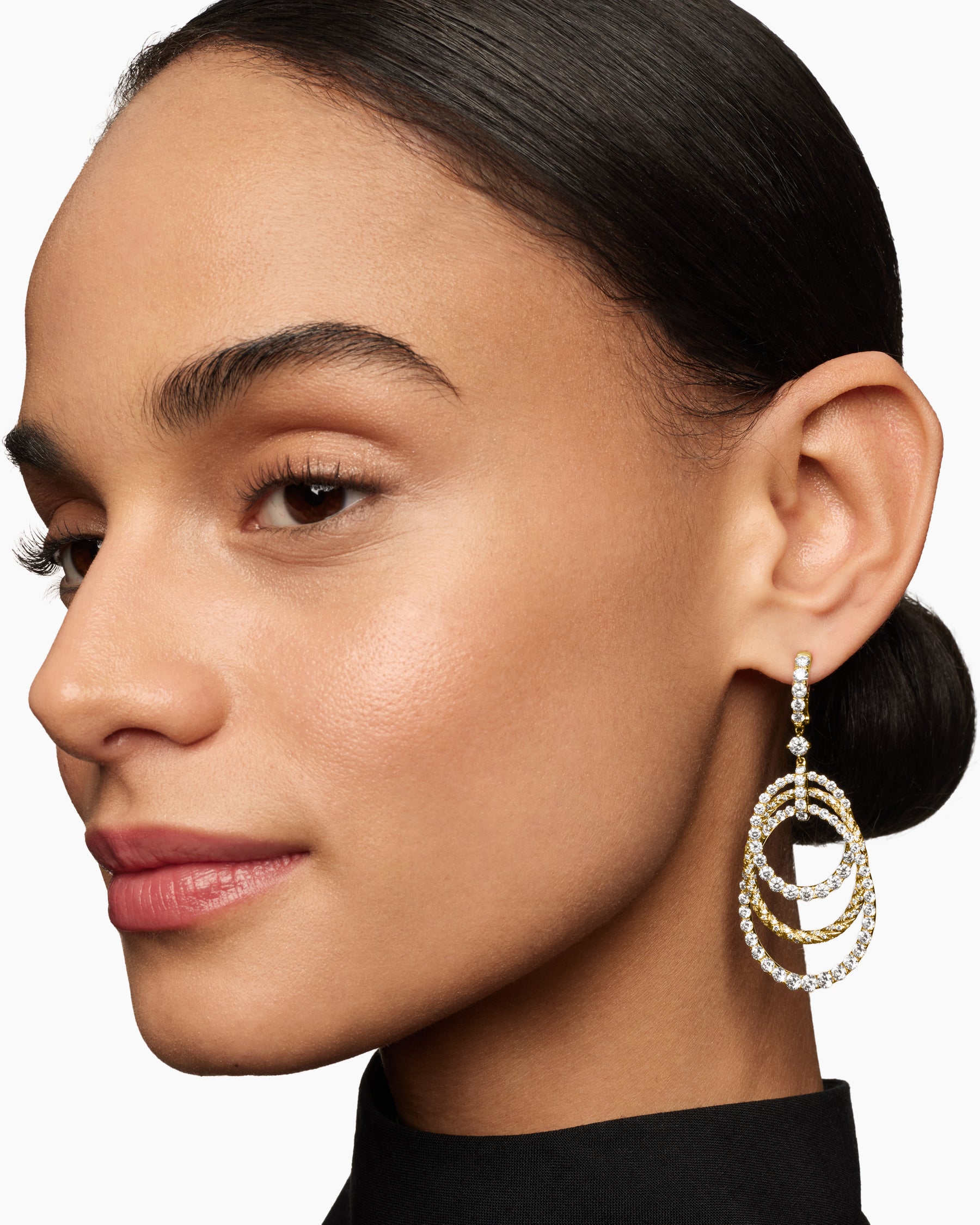 Floating Diamonds Drop Earrings in Yellow Gold - Image 6