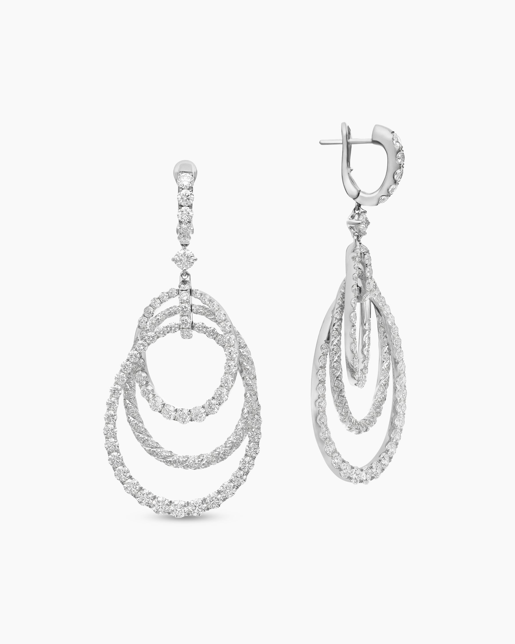 Floating Diamonds Drop Earrings in White Gold - Image 3