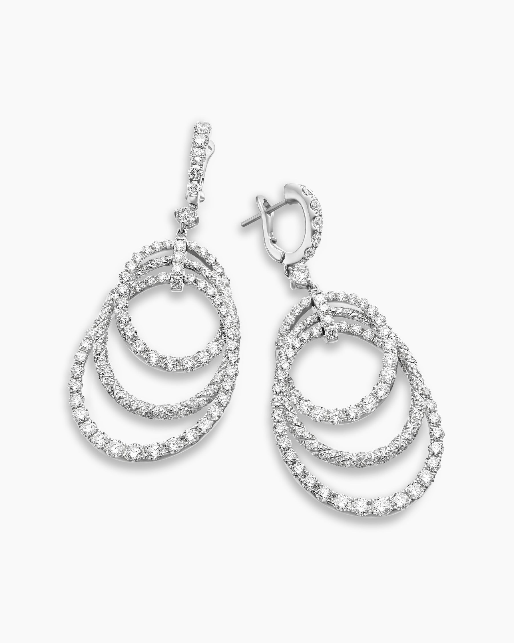 Floating Diamonds Drop Earrings in White Gold - Image 5