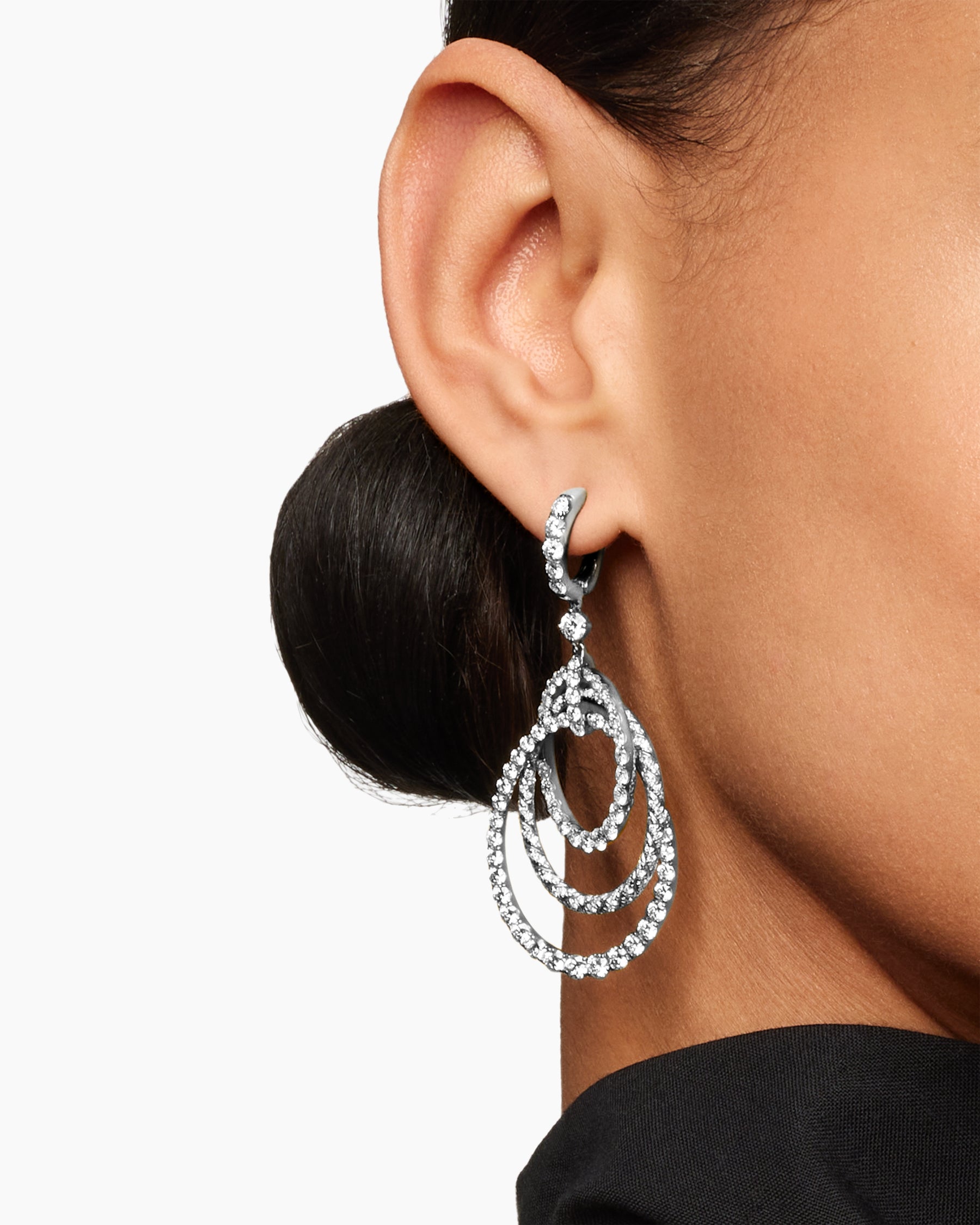 Alternative view of Floating Diamonds Drop Earrings in White Gold