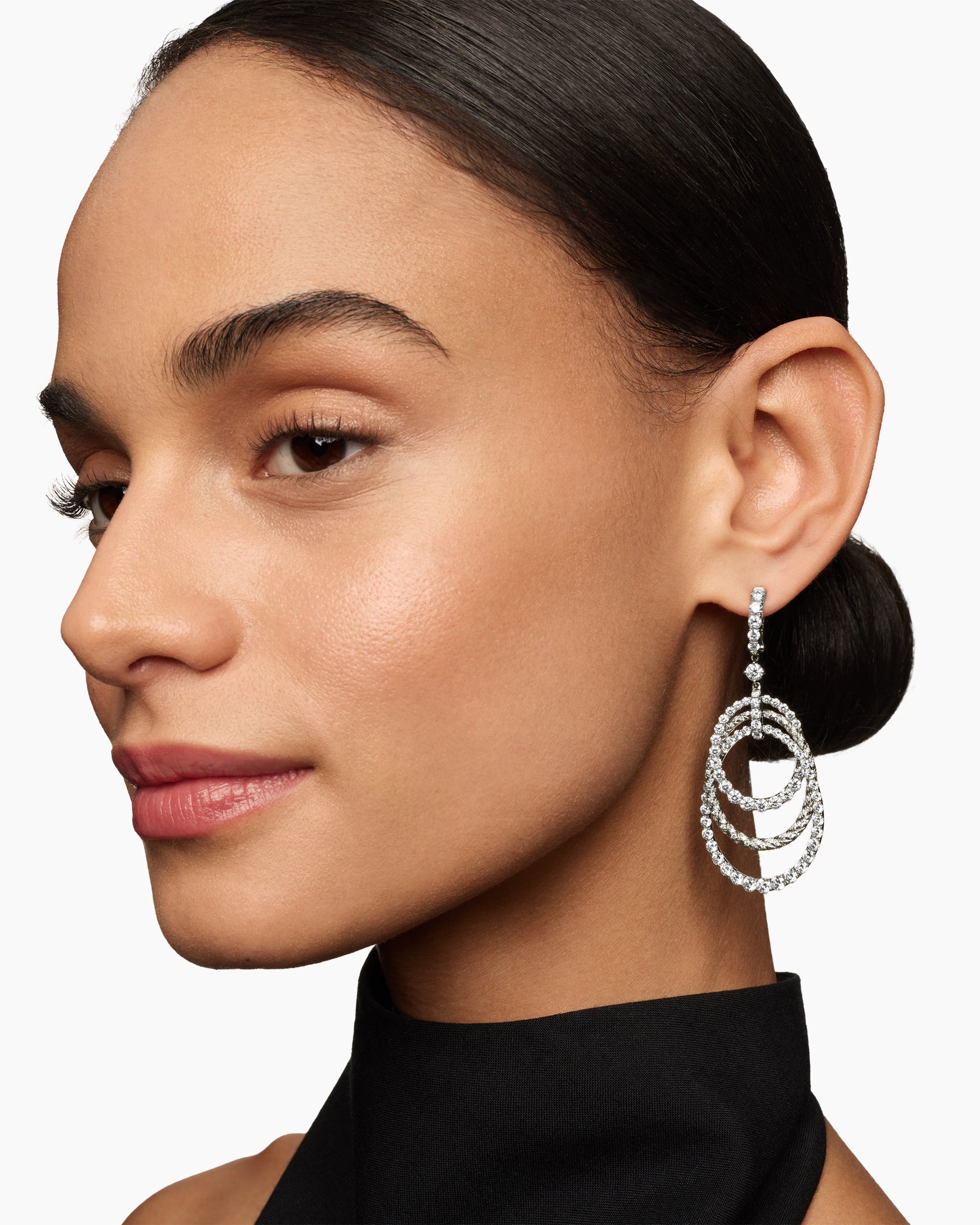 Floating Diamonds Drop Earrings in White Gold - Image 6