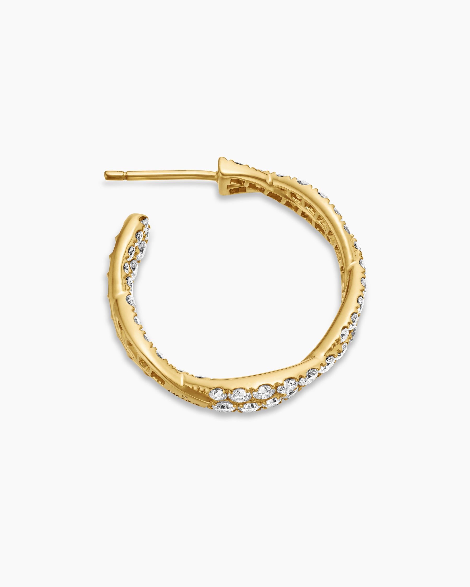 Floating Diamonds Hoop Earrings in Yellow Gold - Image 3