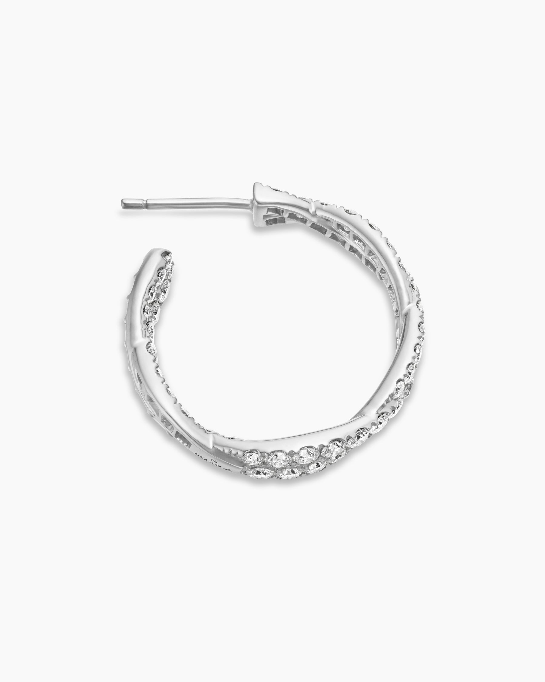 Floating Diamonds Hoop Earrings in White Gold - Image 3