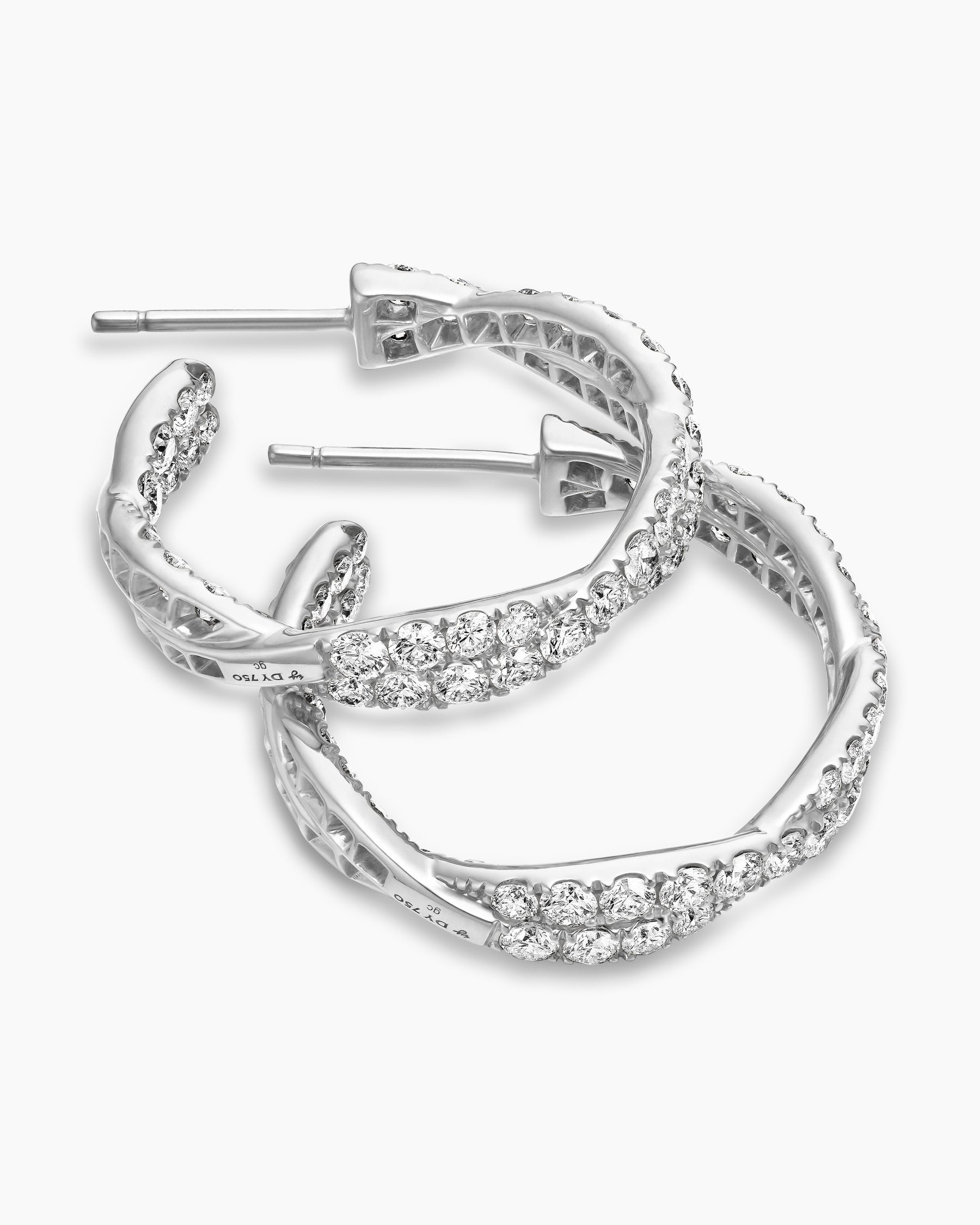 Floating Diamonds Hoop Earrings in White Gold - Image 4