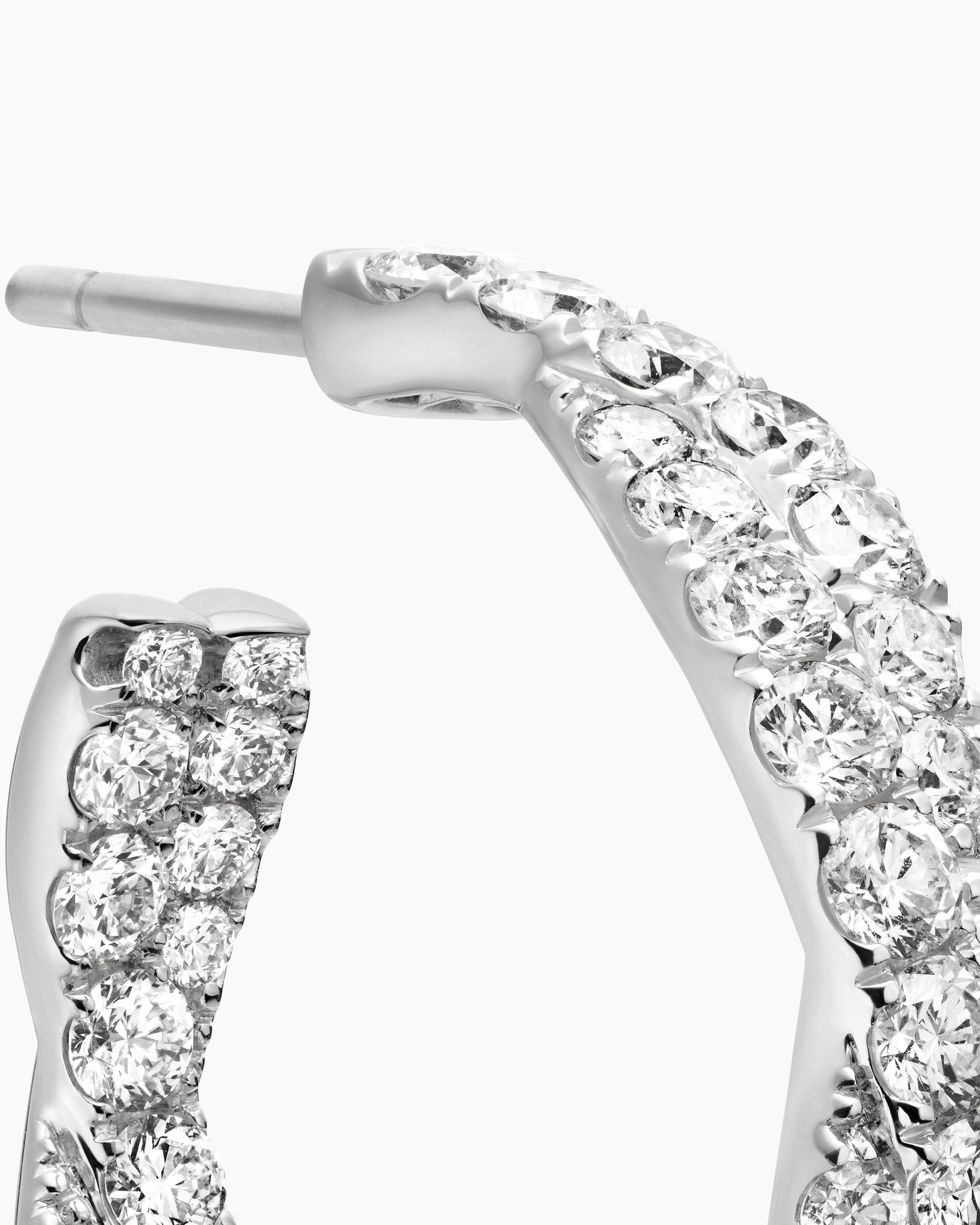 Floating Diamonds Hoop Earrings in White Gold - Image 5
