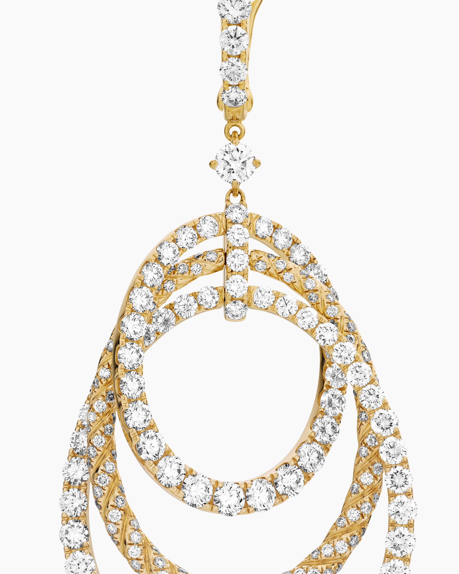 Floating Diamonds Drop Earrings in Yellow Gold - Image 3