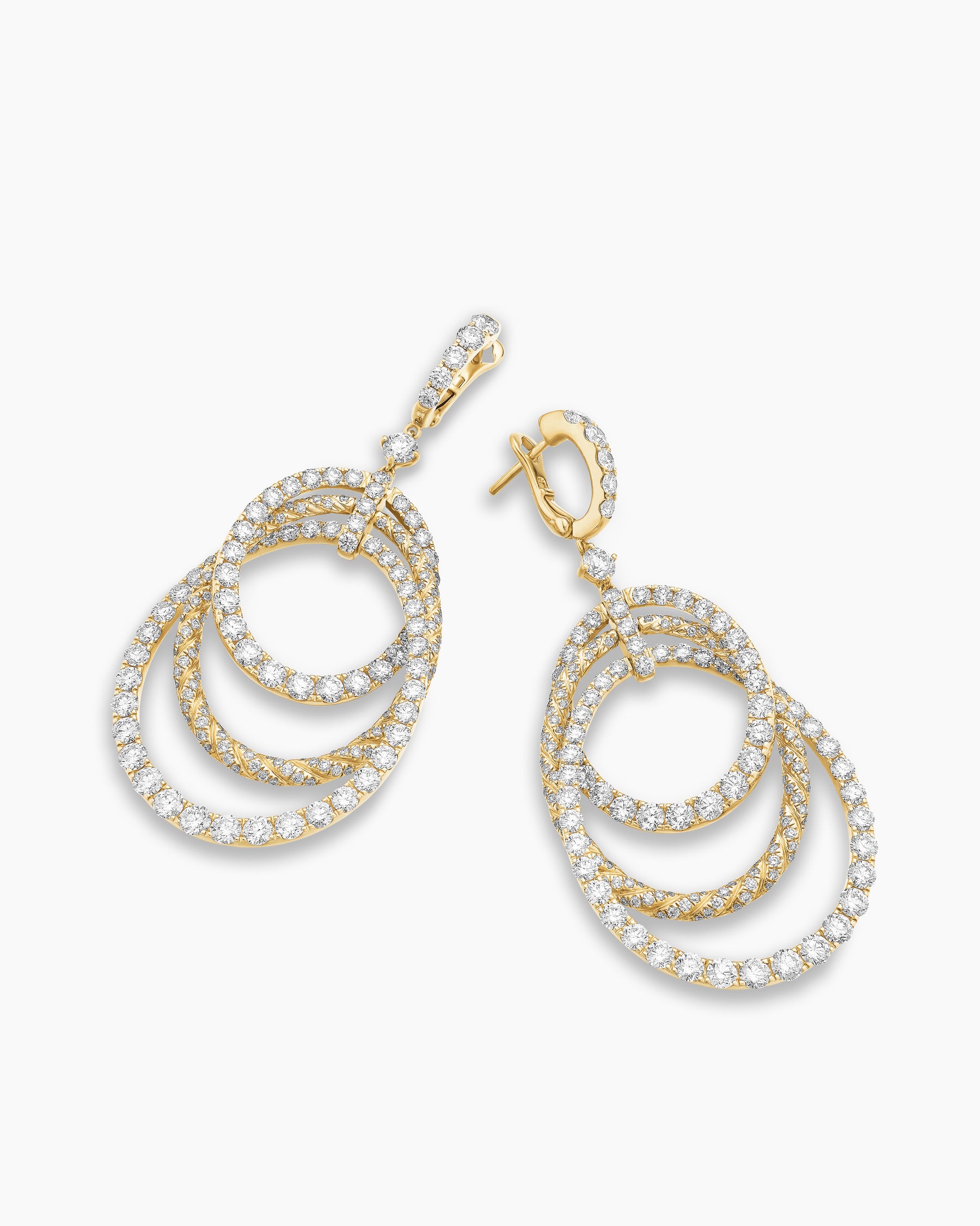 Floating Diamonds Drop Earrings in Yellow Gold - Image 4