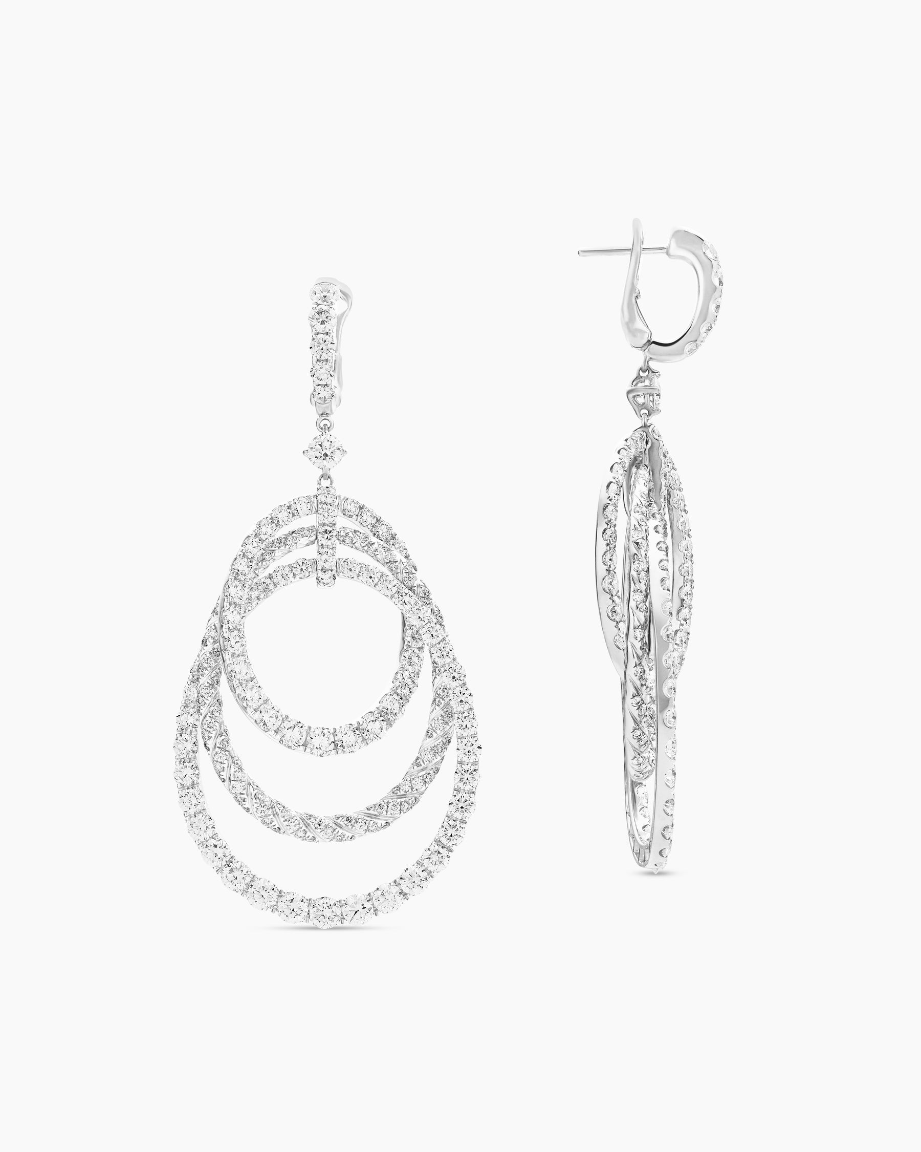 Alternative view of Floating Diamonds Drop Earrings in White Gold